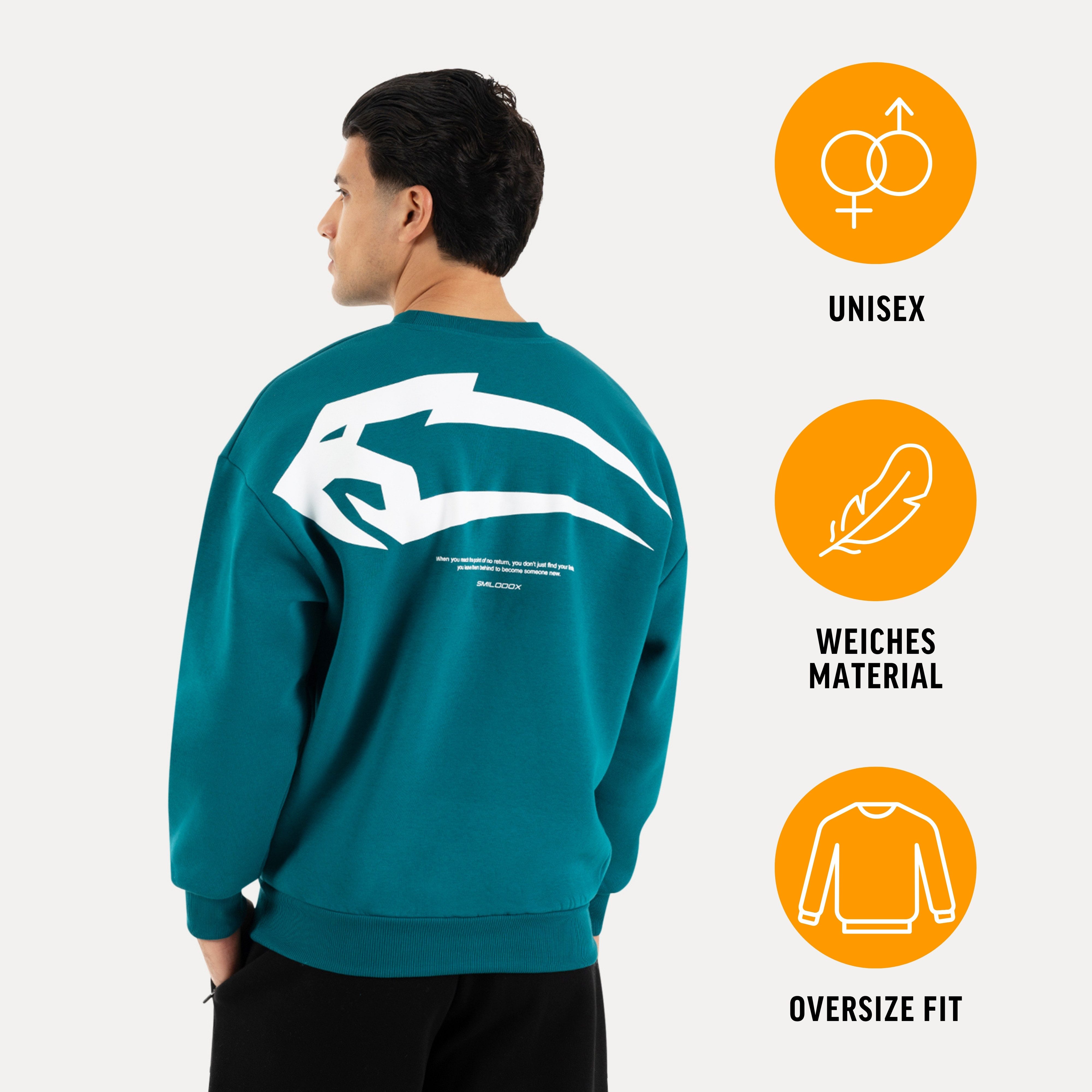 Smilodox Sweatshirt Tane Herren & Damen Unisex Oversize Pullover mit Backprint & Logo weiches Material, Frontlogo, Rundhals, Oversize, Streetwear