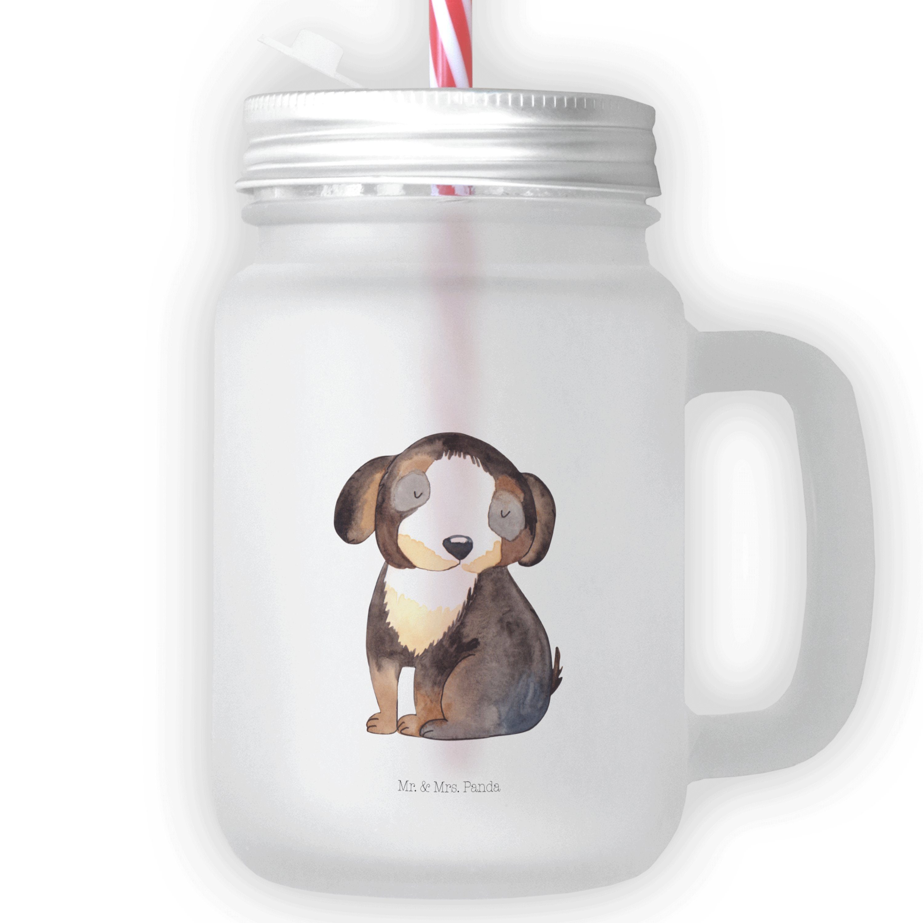 Mr. & Mrs. Panda Glas Hund entspannt - Transparent - Geschenk, süß, Haustier, Hunderasse, R, Premium Glas