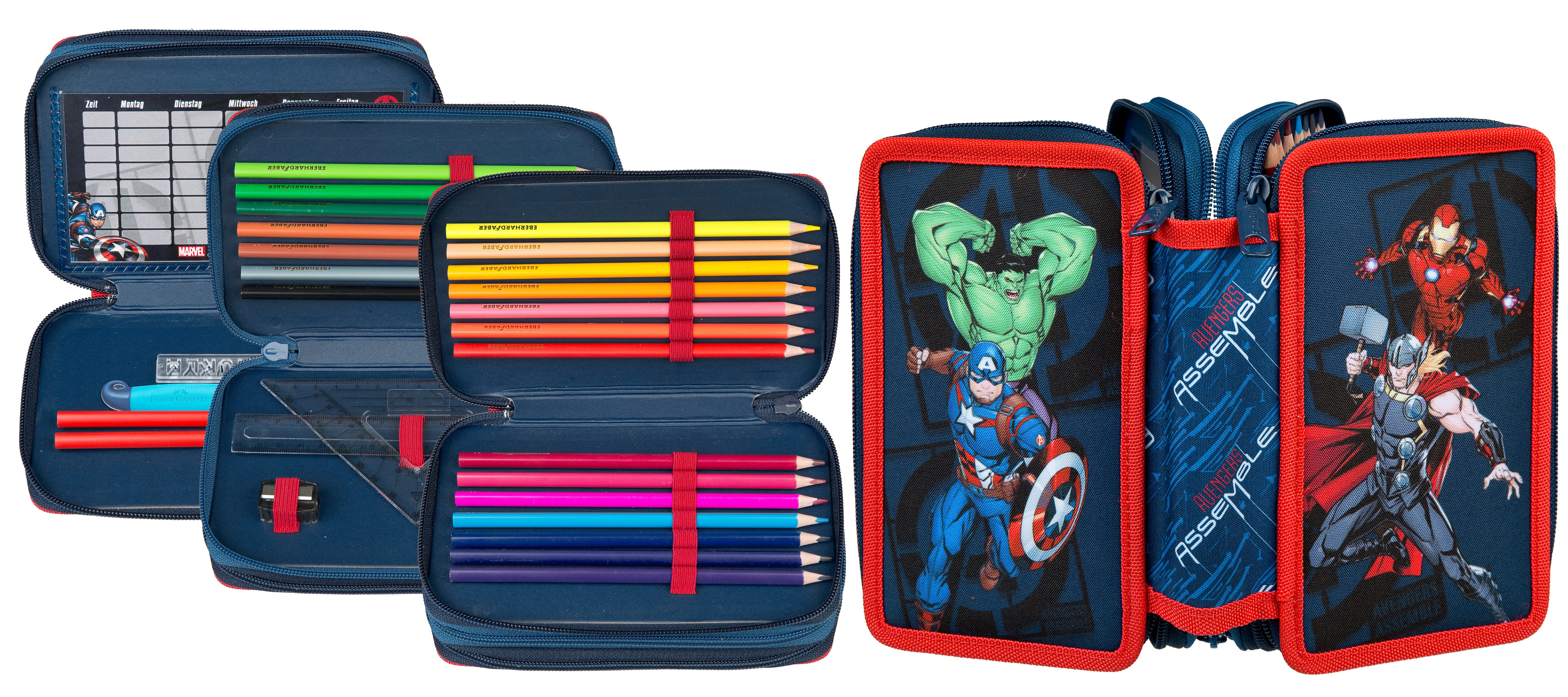 Scooli Federmäppchen Schüleretui 3Zip gefüllt