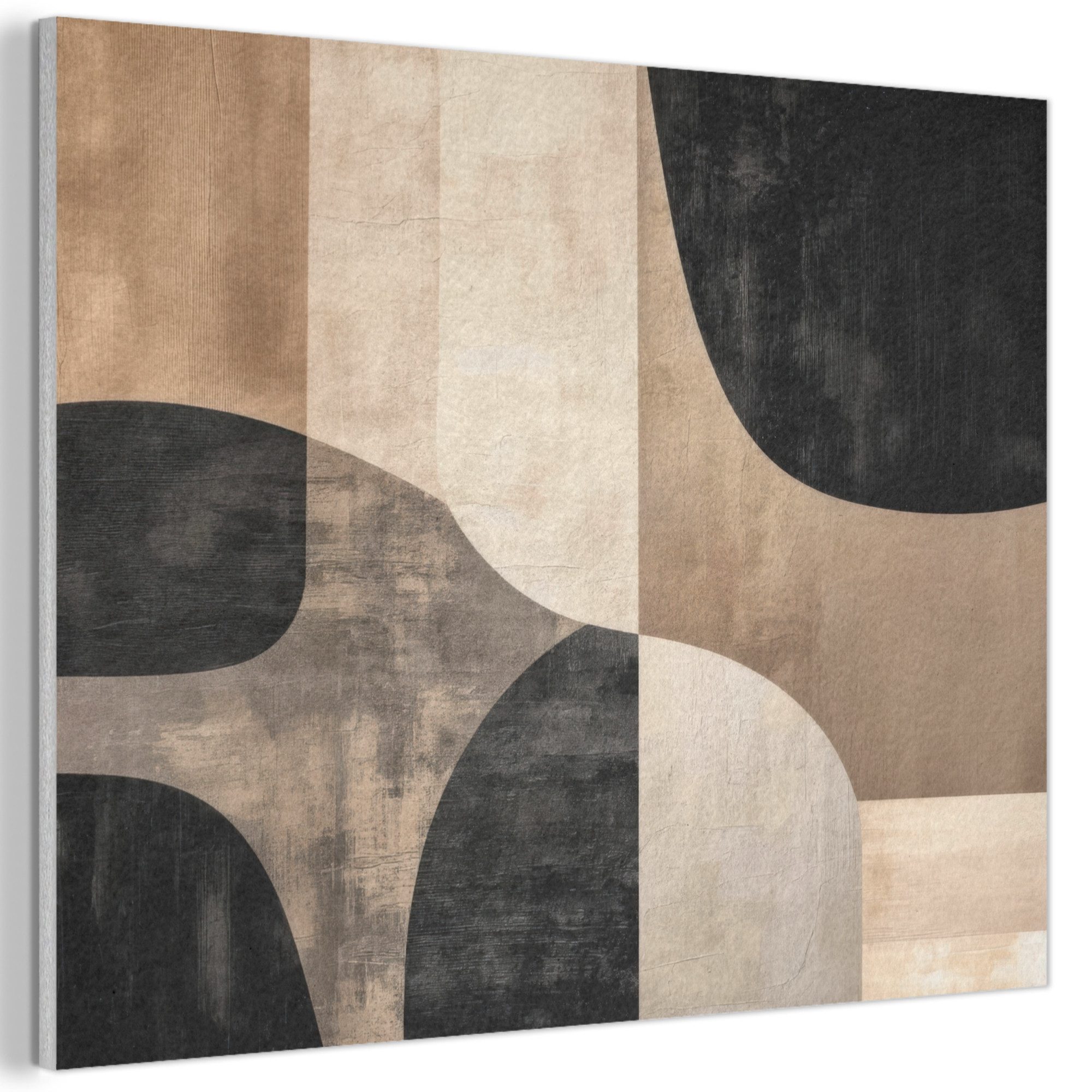 MuchoWow Gemälde Abstrakt - Flugzeuge - Schwarz - Rund, Fotodruck (1 St), Akustikpaneele PET-Filz, Akustikbild, Schalldämmung, Deko 40x30 cm