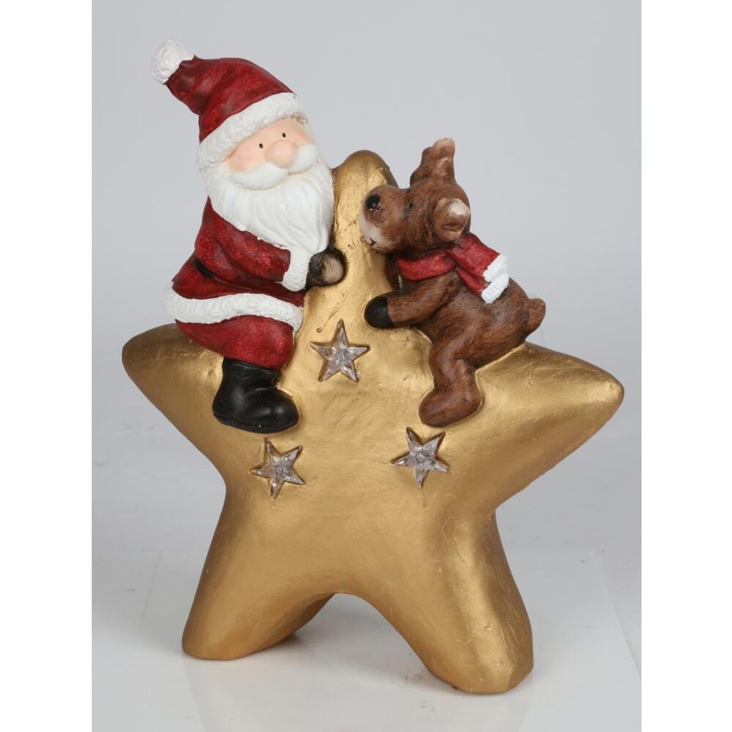 BURI Kugelleuchte Dekofigur LED Stern mit Weihnachtsmann & Rentier Dekoration