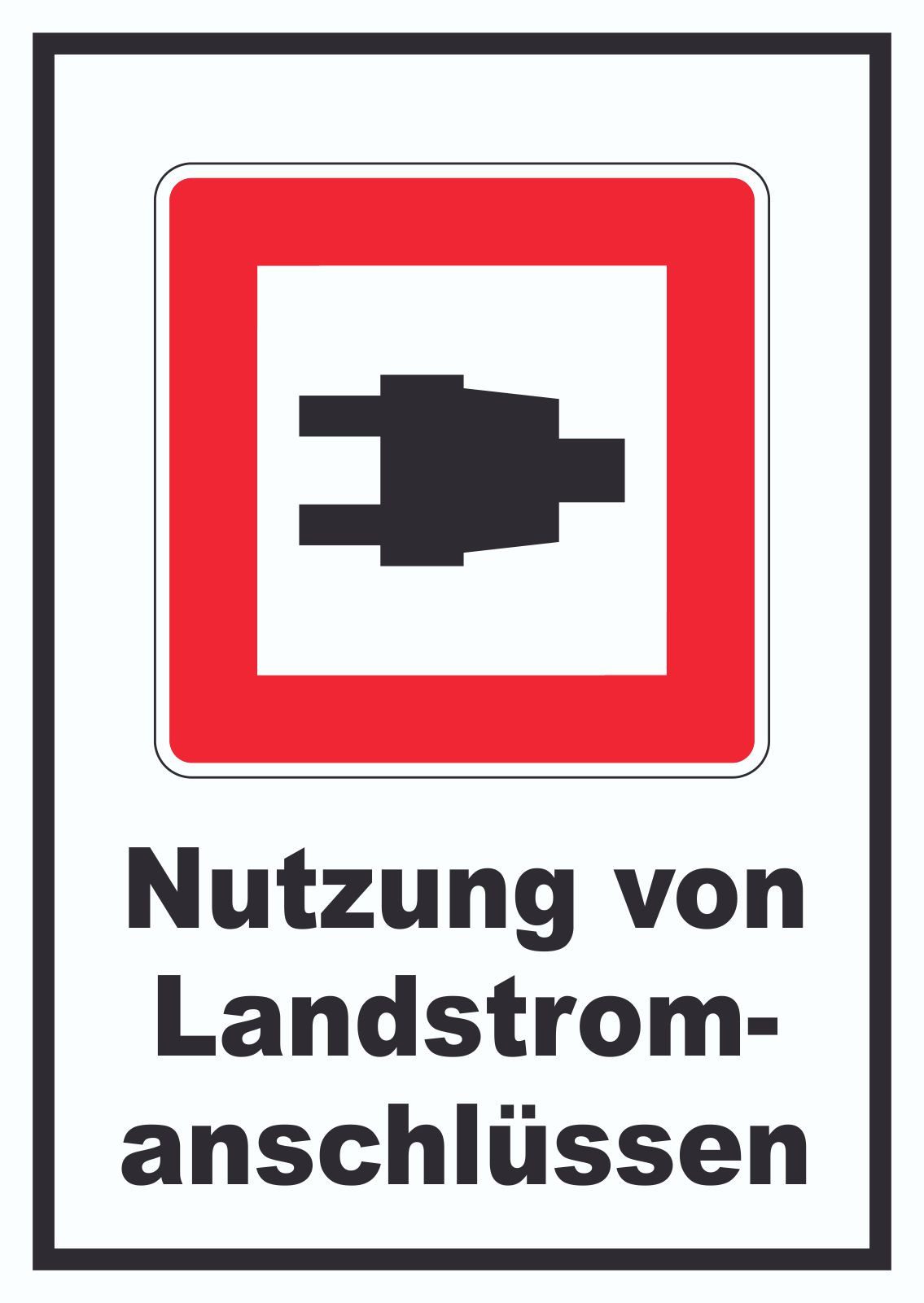 HB-Druck Hinweisschild Nutzung von Landstromanschlüssen Schild, wetterfest, stabil, UV-beständig, kratzfest
