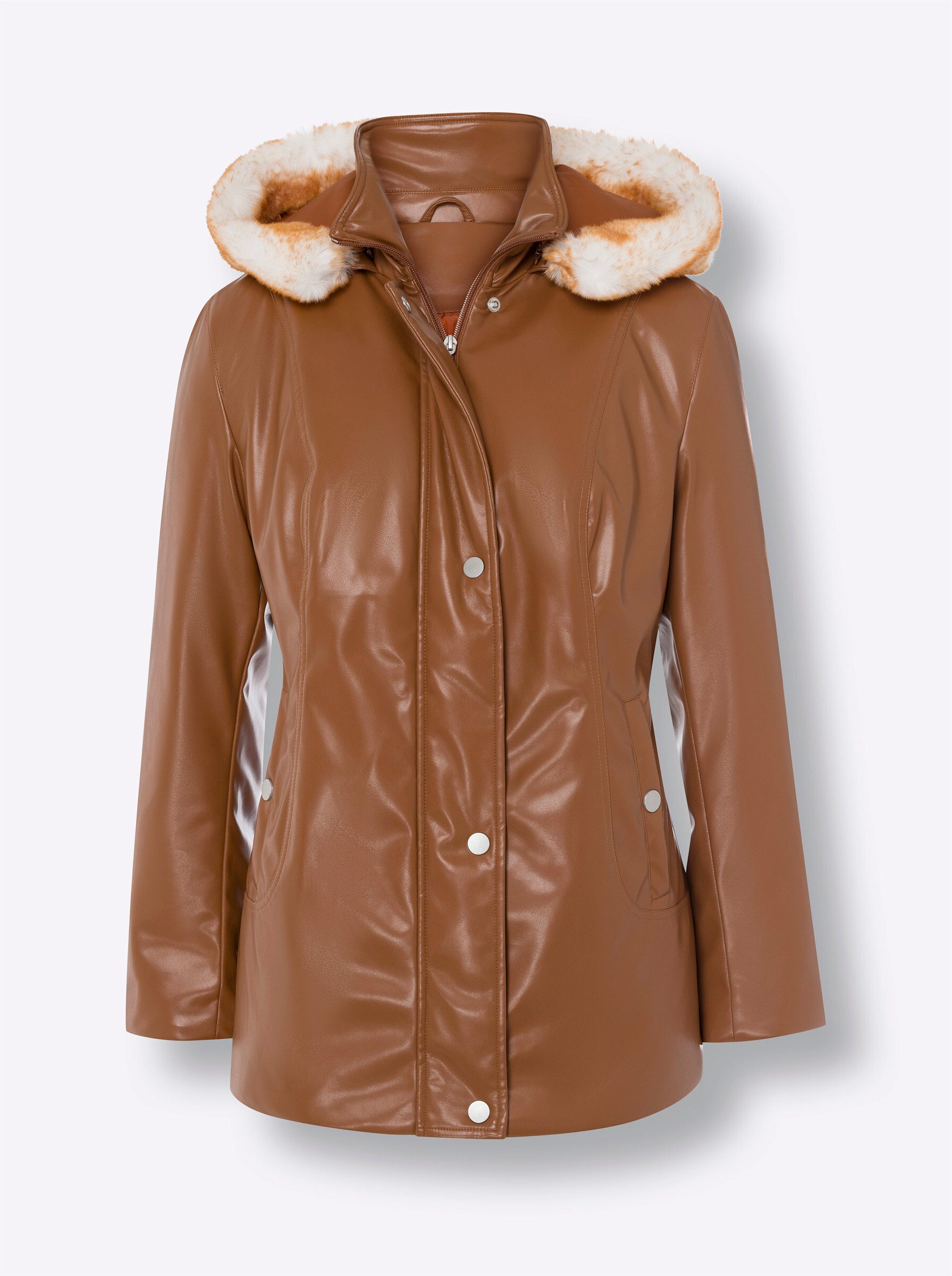 Sieh an! Allwetterjacke Lederimitat-Jacke Langarm