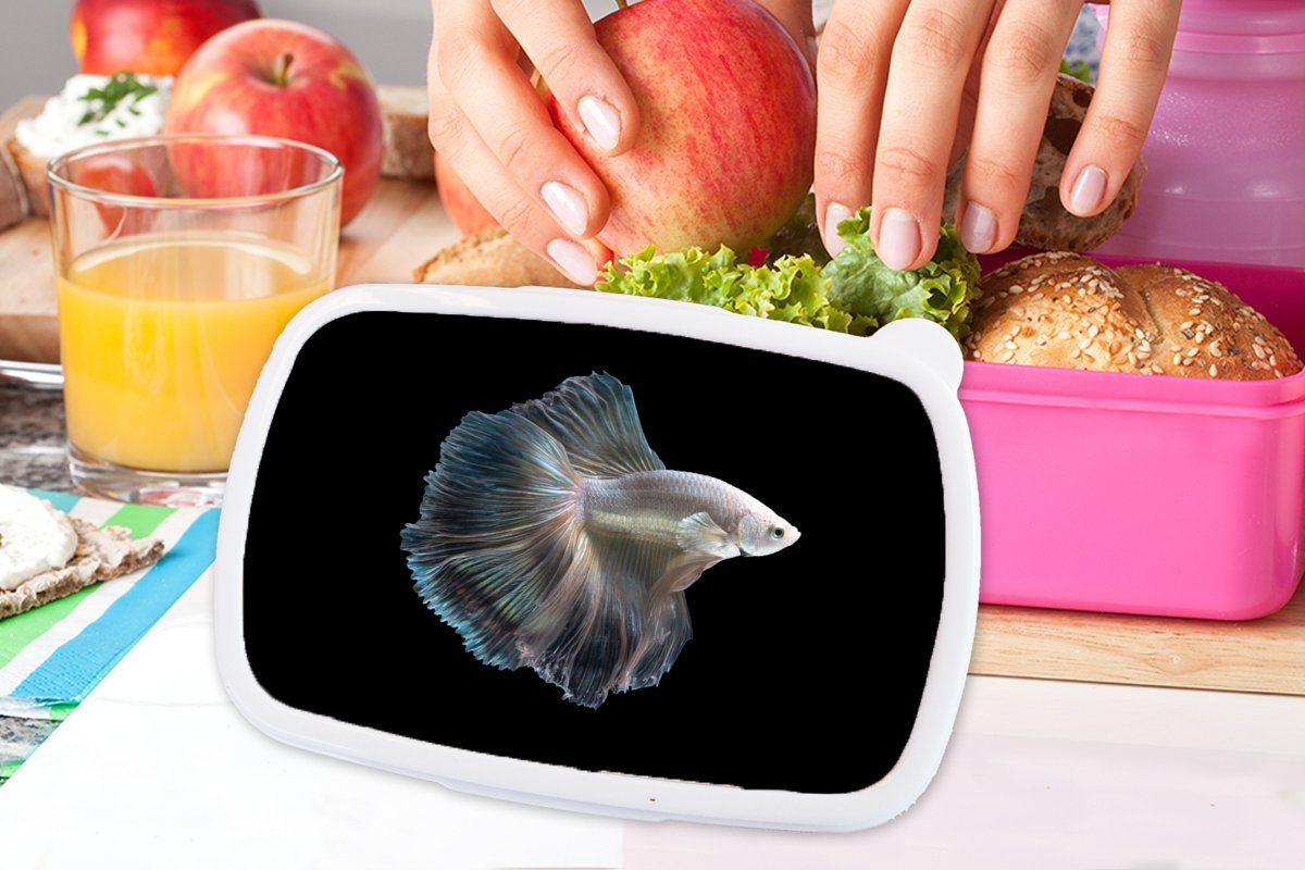 MuchoWow Lunchbox Kunststoff, (2-tlg), rosa - Kunststoff für Schwanz Brotbox Kinder, Mädchen, - Brotdose Weiß, Snackbox, Fisch Erwachsene