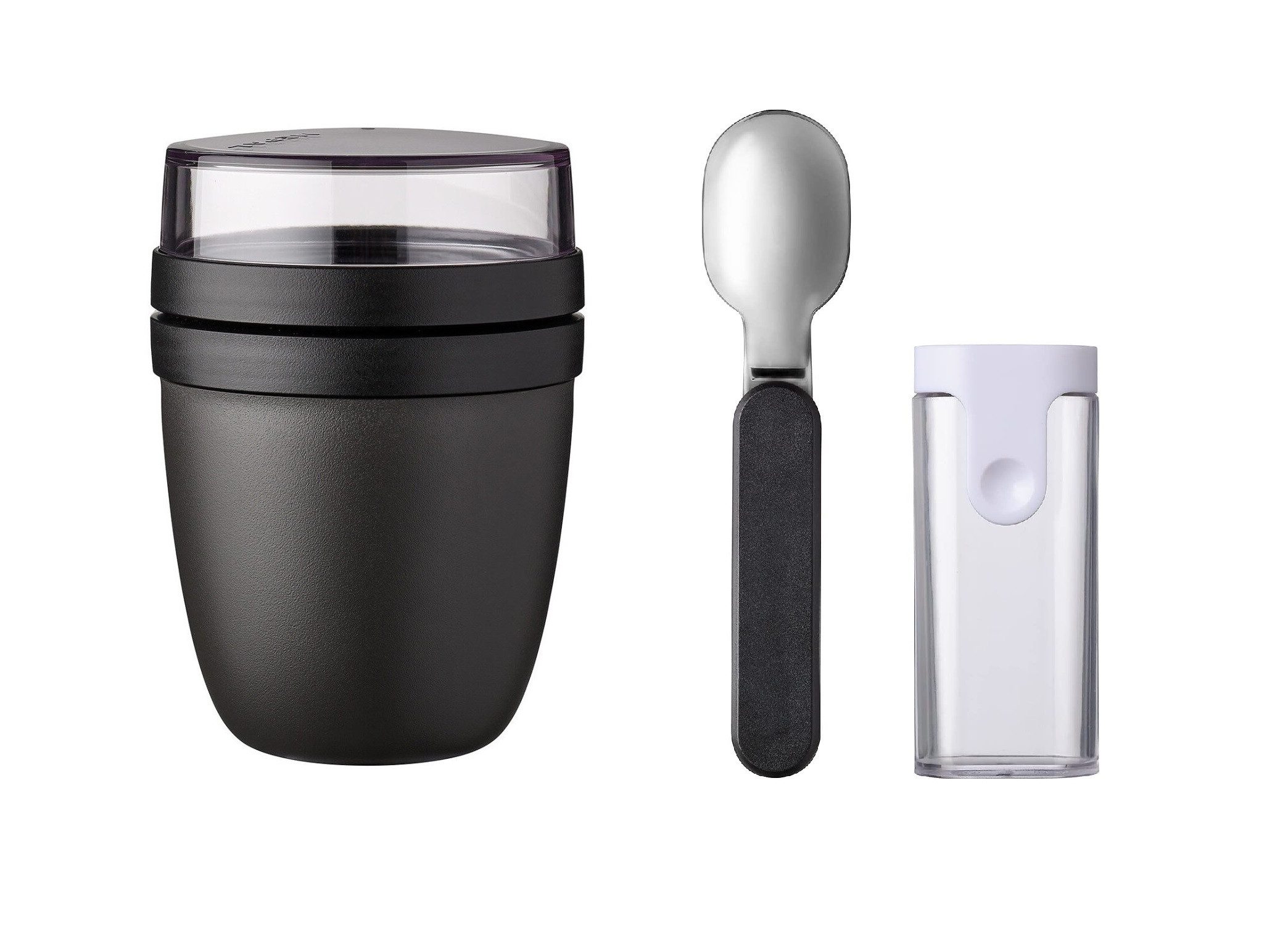 Mepal Lunchbox Klapplöffel Set mit Lunchpot Ellipse, 2-teilig, für Joghurt & Müsli, Gefrierschrank-, Mikrowellen- & Spülmaschinengeeignet