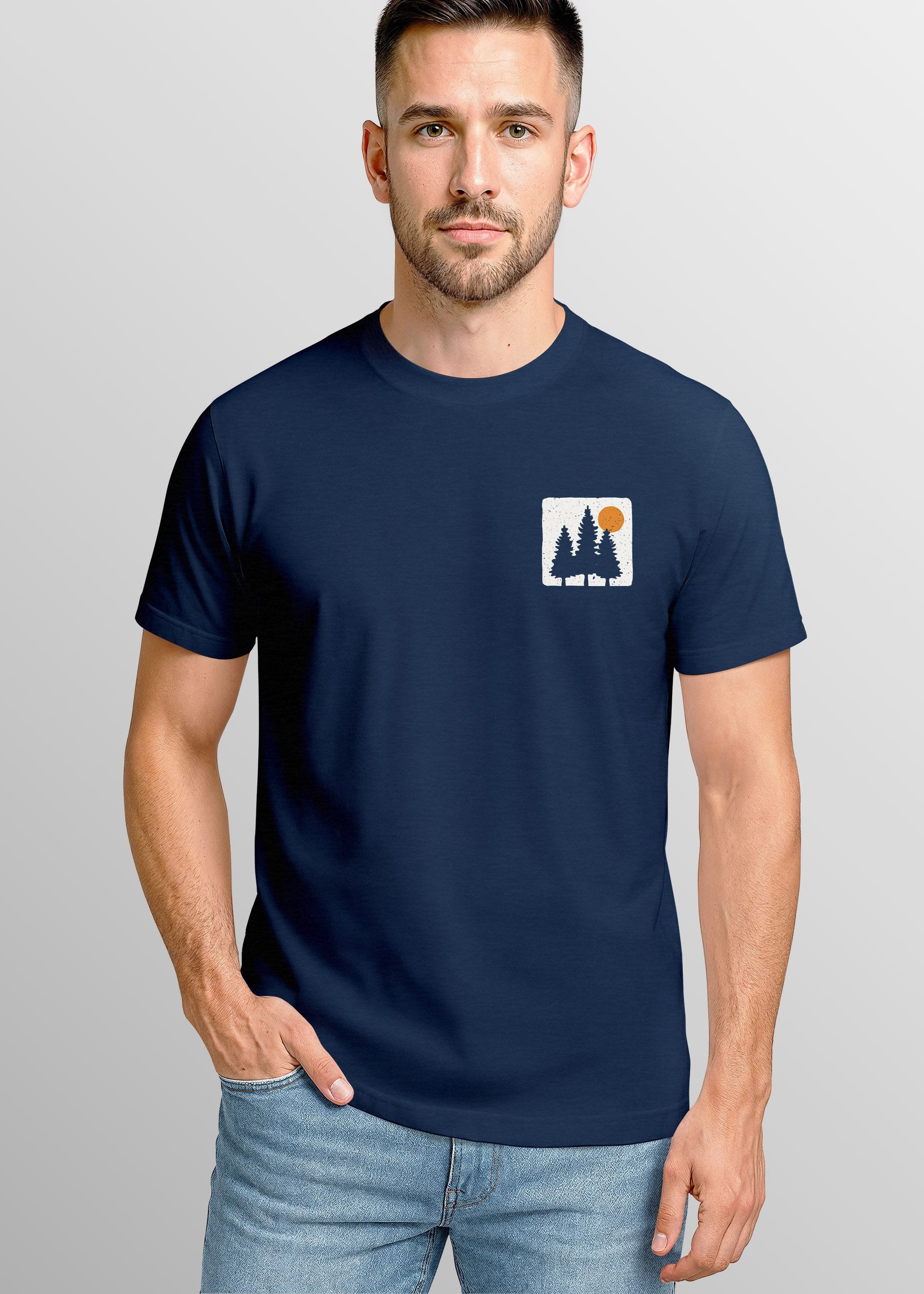 Neverless Print-Shirt Herren T-Shirt mit Wald-Logo günstig online kaufen