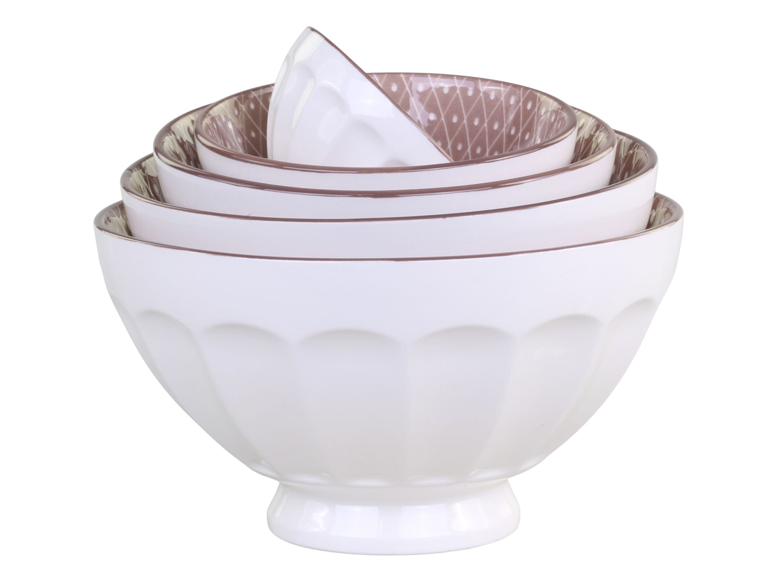 Schüssel 5er Schalen Schüssel Set Ares Weiß Rosa Muster Chic Antique 61065407