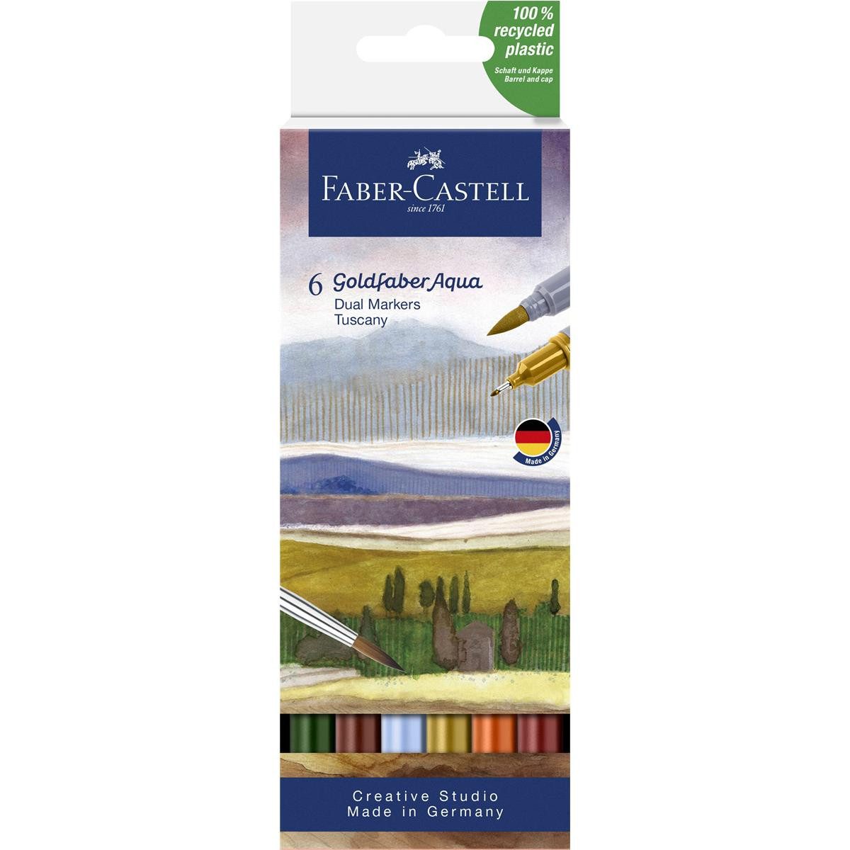 Faber-Castell Aquarellstifte Faber-Castell Goldfaber Aqua Dual Marker - 6er Etui - Toskana