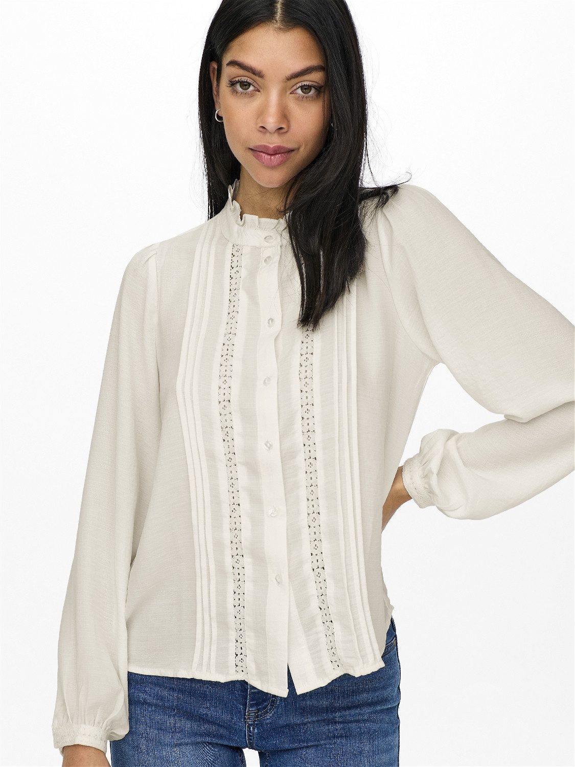 JACQUELINE de YONG Blusenshirt Spitze Rüschen günstig online kaufen