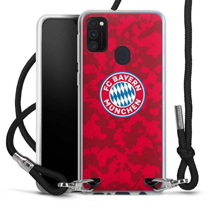 DeinDesign Handyhülle FC Bayern München Camouflage FCB Camouflage Muster FCB Samsung Galaxy M30s Handykette Hülle mit Band Case zum Umhängen