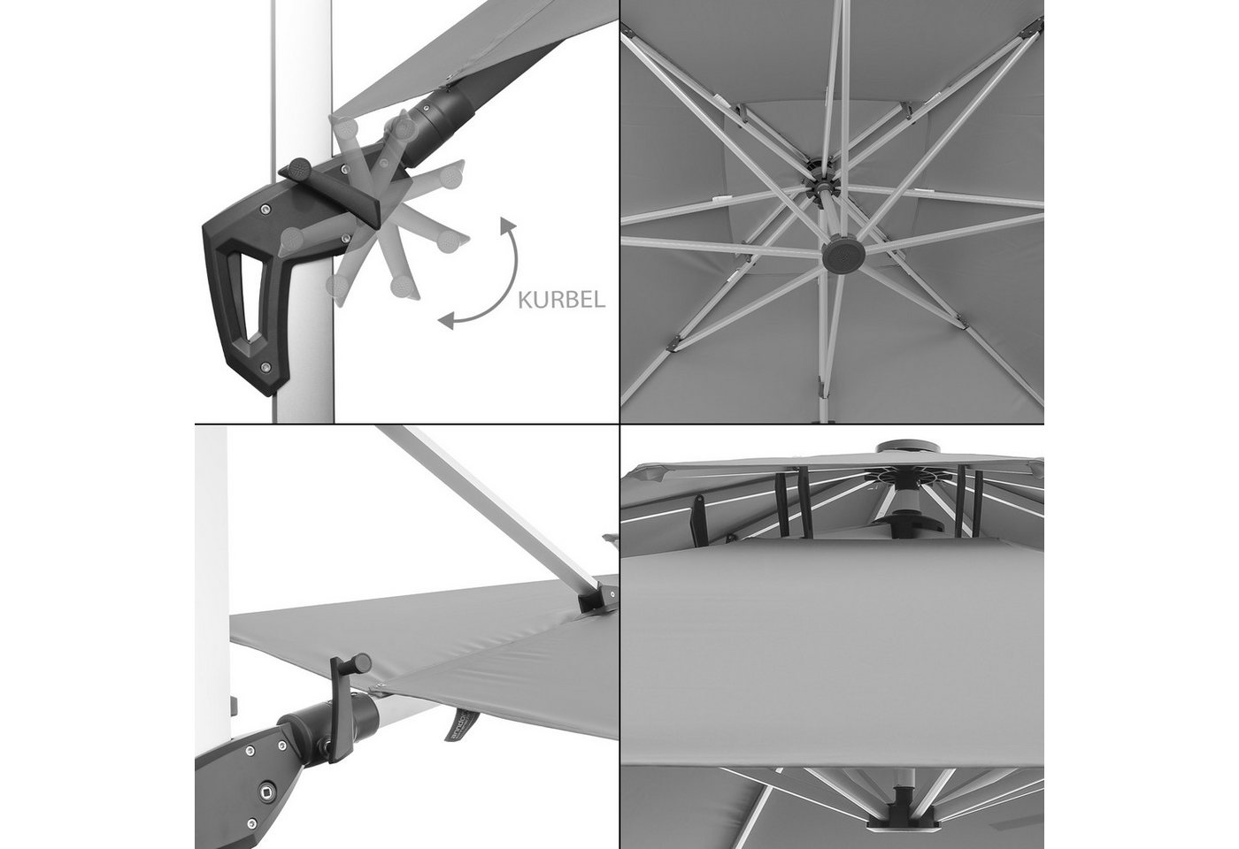 Thumbnail - anndora-sonnenschirm Ampelschirm mit Aluminiumgestell, LxB: 350x350 cm, mit Bodenanker, wasserabweisende Beschichtung - ...