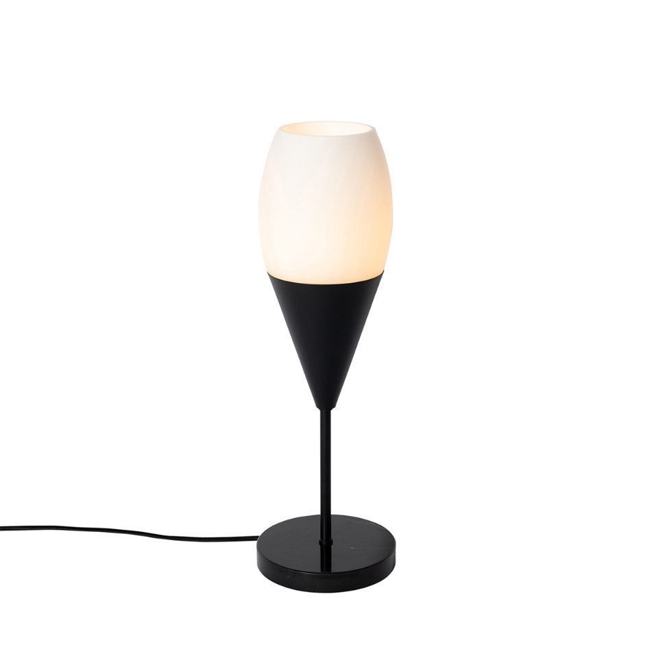 Qazqa Tischleuchte Drop, ohne Leuchtmittel, Warmweiß, QAZQA Tisch­leuchte, e27, Weiß, Glas, Modern