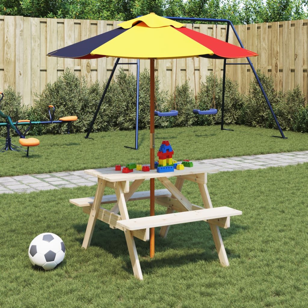vidaXL Gartentisch Picknicktisch für 4 Kinder mit Schirmloch Massivholz Tanne (1-St)