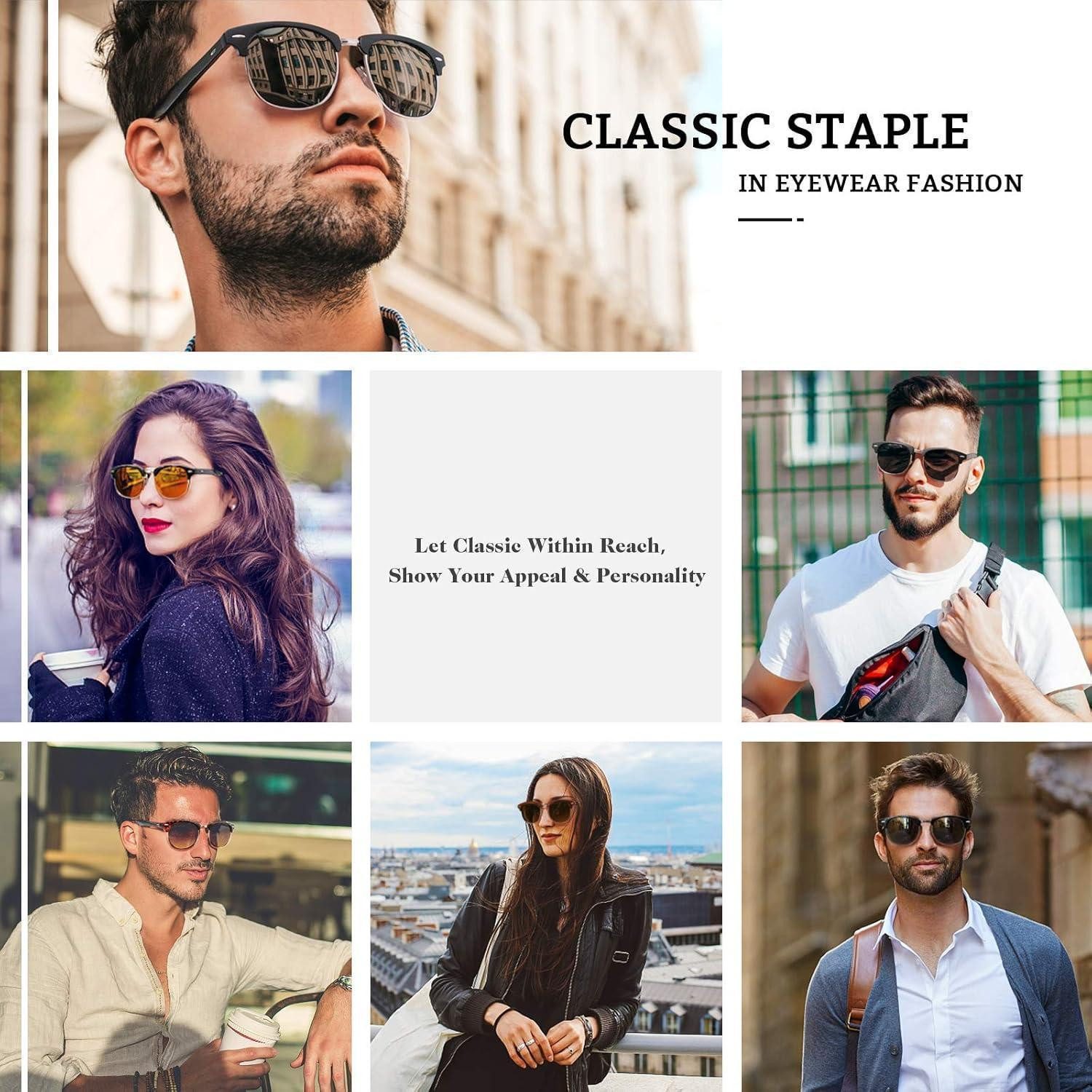 LuxusKollektion Retrosonnenbrille Sonnenbrille Retro Halbrahmen Polarisiert Silber Grau