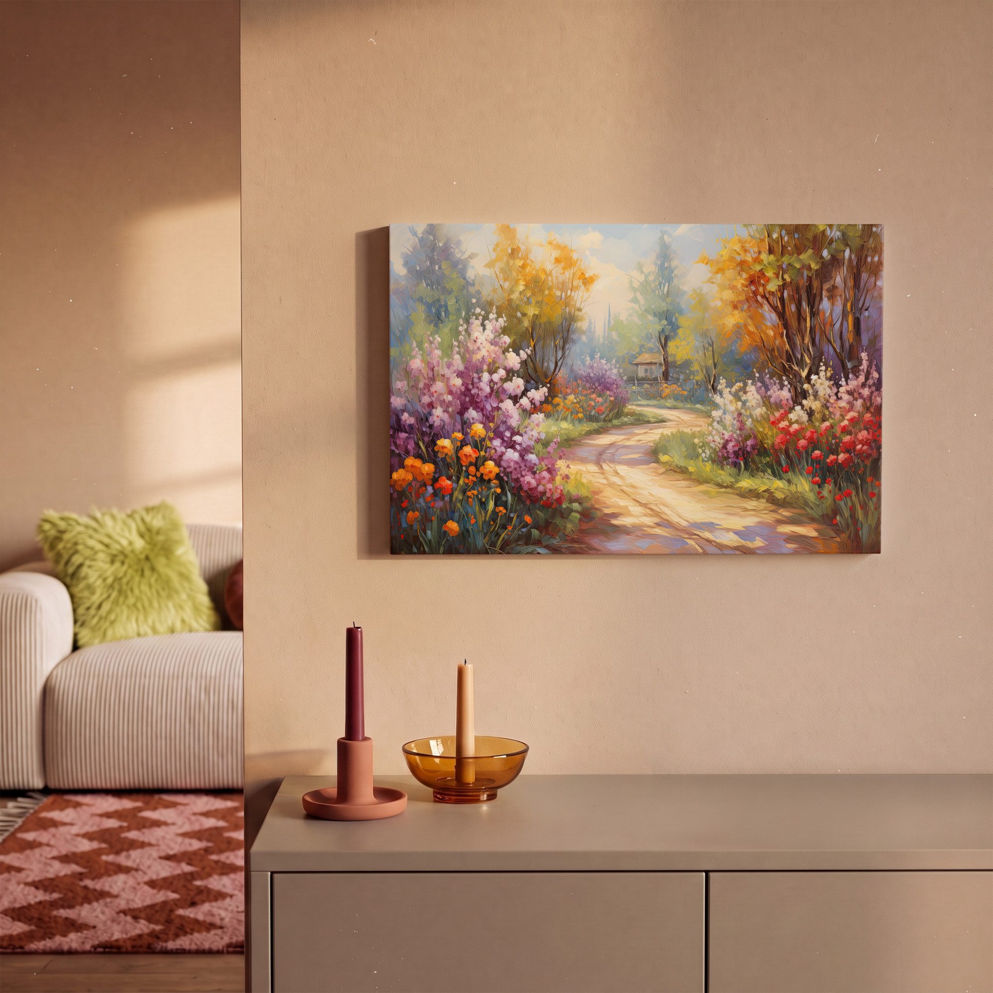 OneMillionCanvasses® Leinwandbild Blumen - Bäume - Kunst - Aquarell, Fotodruck (1 St), Leinwand Canvas Wandbild, Wanddekoration 20x30 cm – Bild 2 von 5