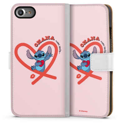 DeinDesign Handyhülle Stitch Ohana Pink Heart, Apple iPhone SE (2022) Hülle Handy Flip Case Wallet Cover