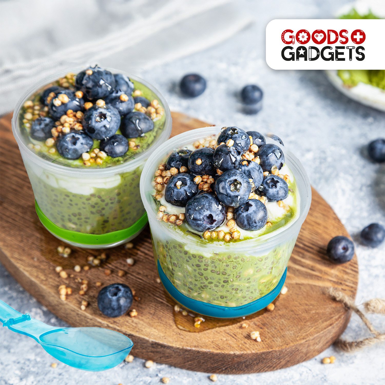 Goods+Gadgets Aufbewahrungsbecher GOODS+GADGETS Müsli To-Go Becher 2in1 mit Kühlfach & Klapp-Löffel, (Milchkühlfach & Klapp-Löffel), Joghurt 2-Go Reise-Becher