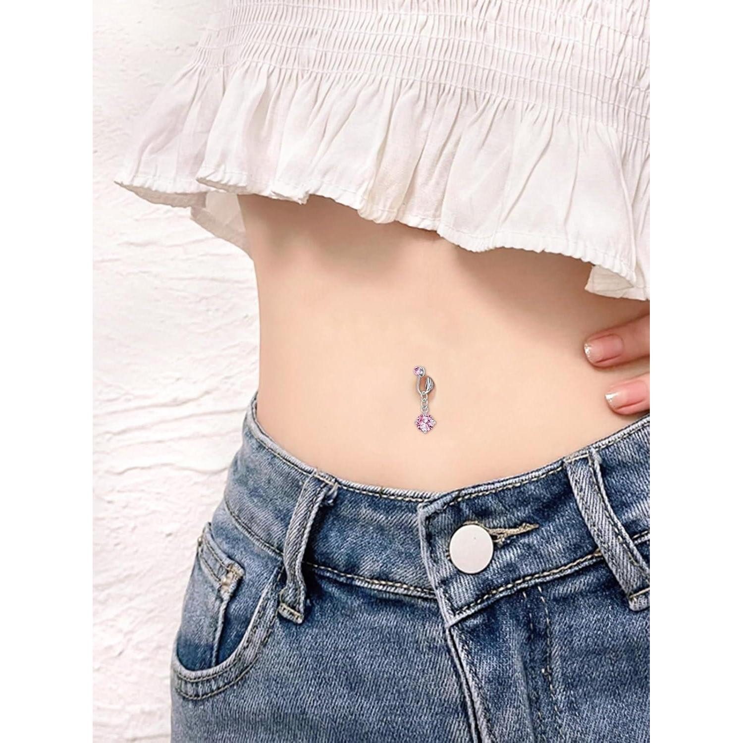 Briana Williams Bauchnabelpiercing Fake Bauchnabelpiercing Edelstahl Herz Schmetterling Zirkon Clips On
