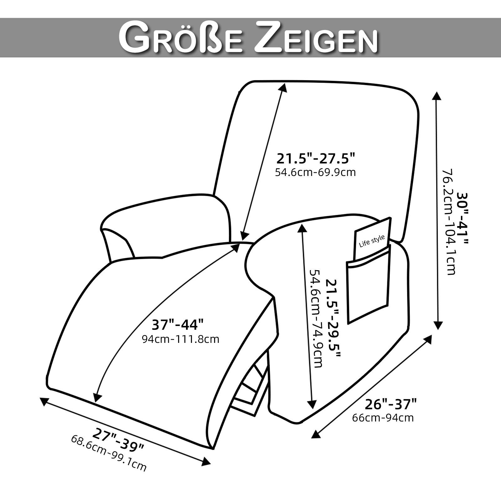 Rosnek Stuhlhusse Samt, Stretch, mit Seitentaschen, Möbelschutz für Liegest günstig online kaufen