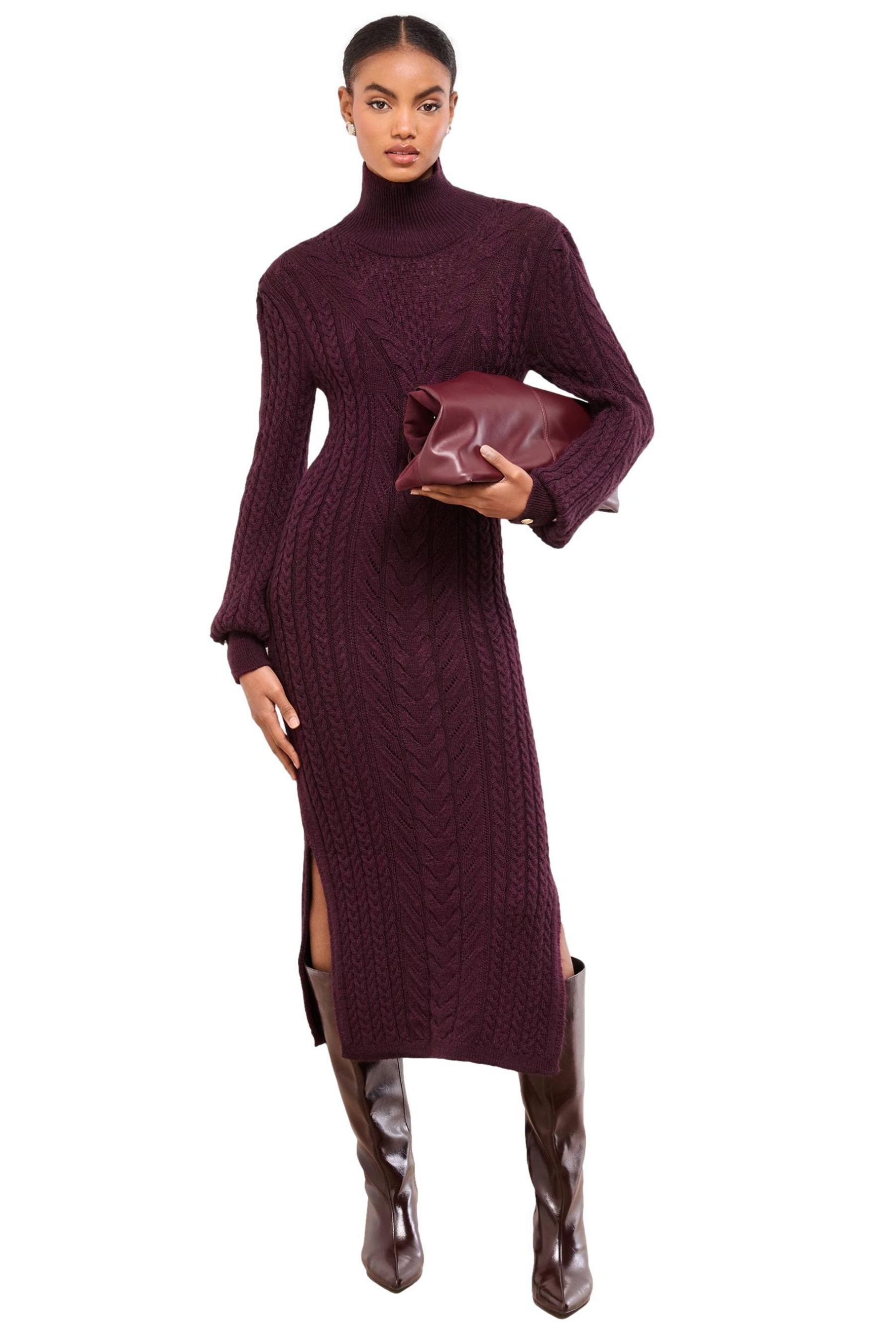 Midikleid Lipsy Rollkragen-Midikleid aus Zopfstrick, Petite