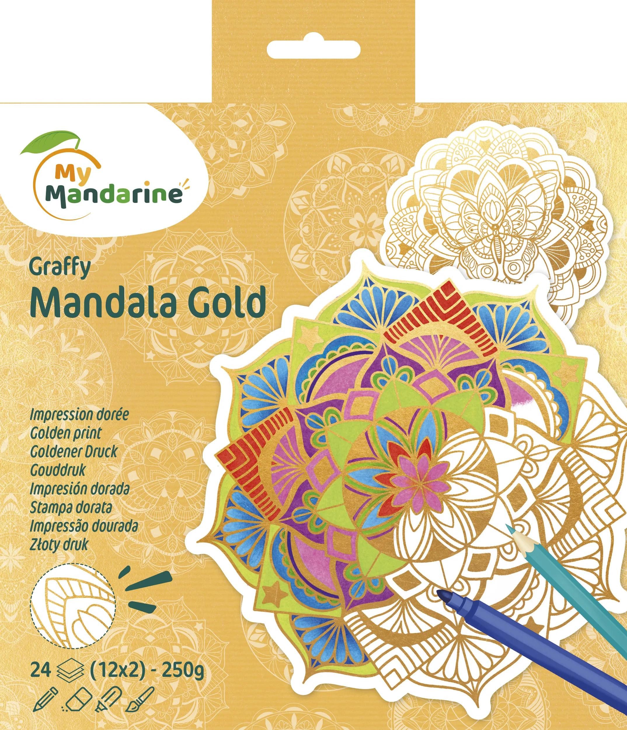 Avenue Mandarine Malvorlage 5x Graffy Mandala Gold - Gold GY172C, My Mandarine
