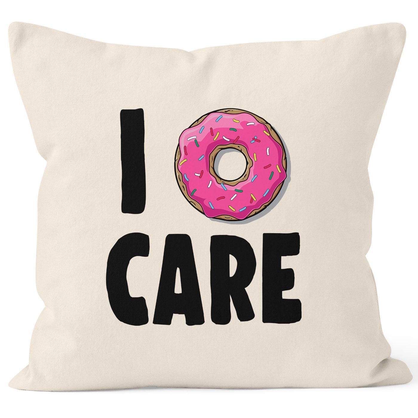 MoonWorks Dekokissen Kissen-Bezug I Donut care I do not care don´t care Kissen-Hülle Deko-Kissen Baumwolle MoonWorks® natur