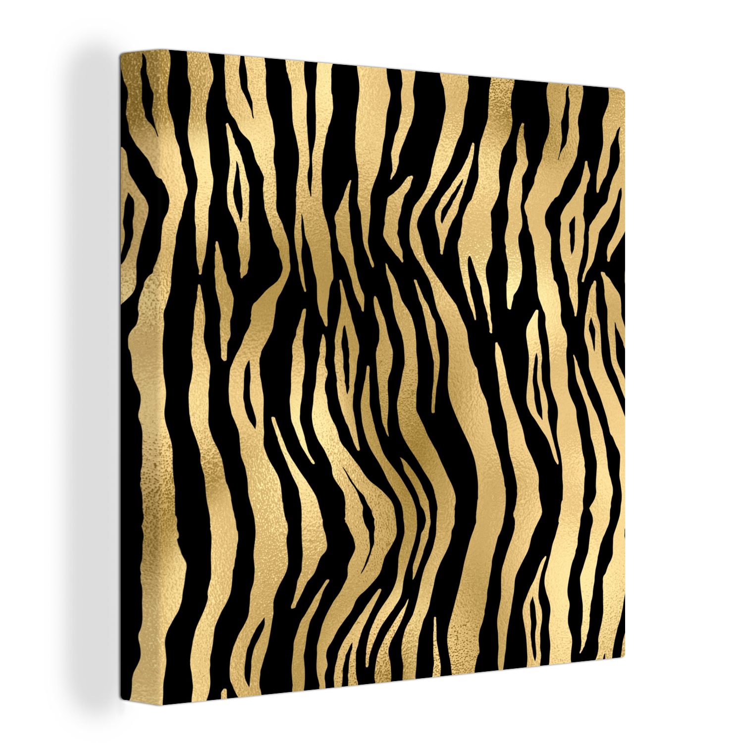 OneMillionCanvasses® Leinwandbild Muster - Zebra - Gold, (1 St), Leinwand Bilder für Wohnzimmer Schlafzimmer