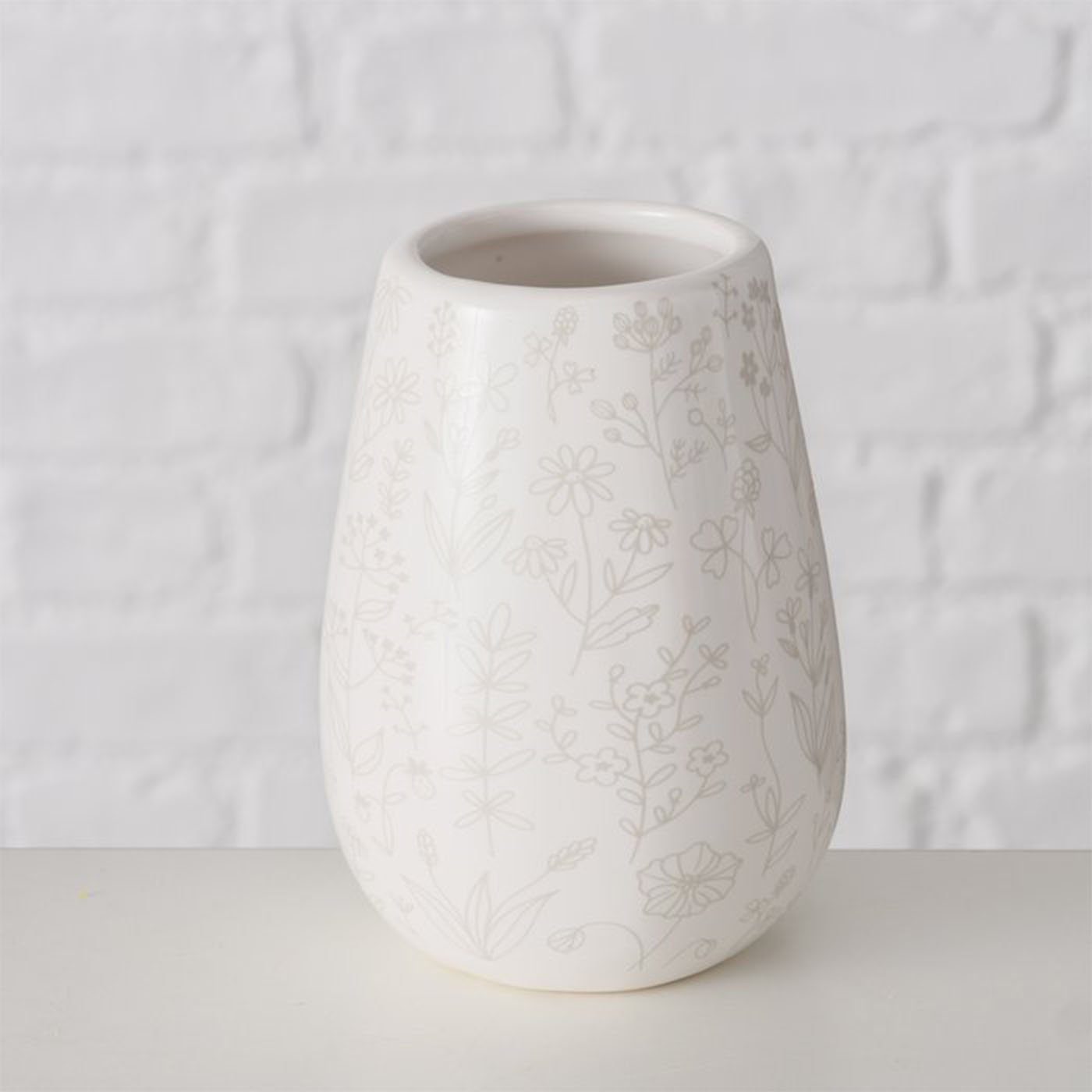 Vase Hellbraun 3er Florales Keramik Deko Dekovase im aus Weiß BOLTZE und Design Set