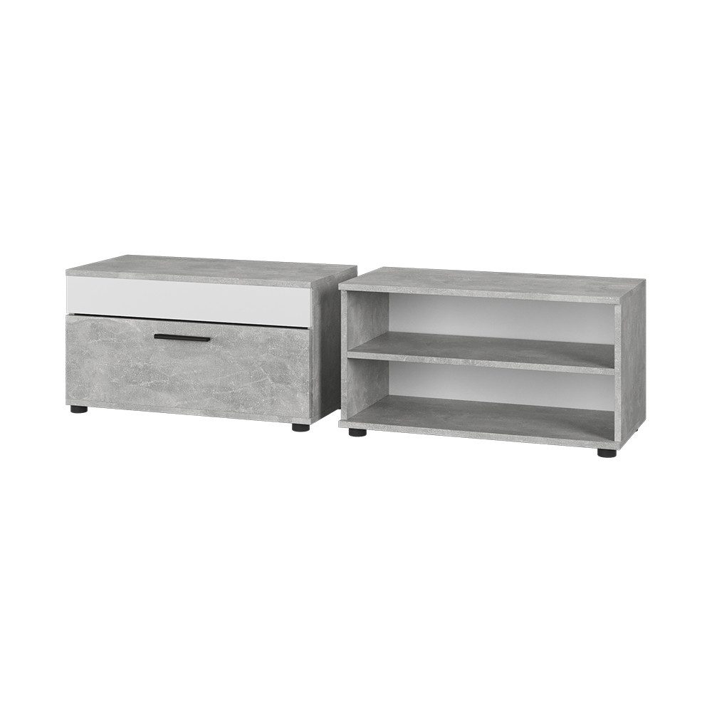 Vicco Wohnwand Berno, Beton/Weiß, 2 Teile günstig online kaufen