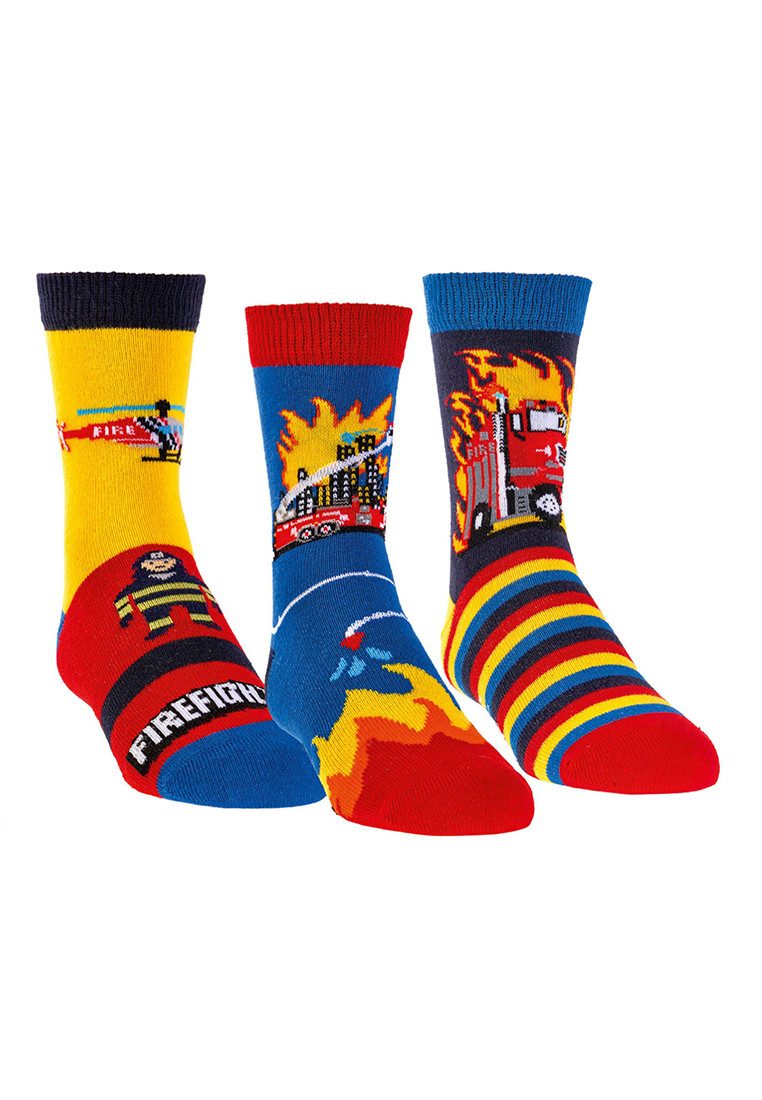 Yuhu ABS-Socken Feuerwehr Jungen Stoppersocken 3er Pack rutschfest (3-Paar)