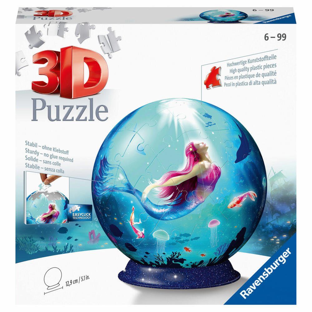 Ravensburger 3D-Puzzle 3D Ball Bezaubernde Meerjungfrauen 72 Teile, Puzzleteile