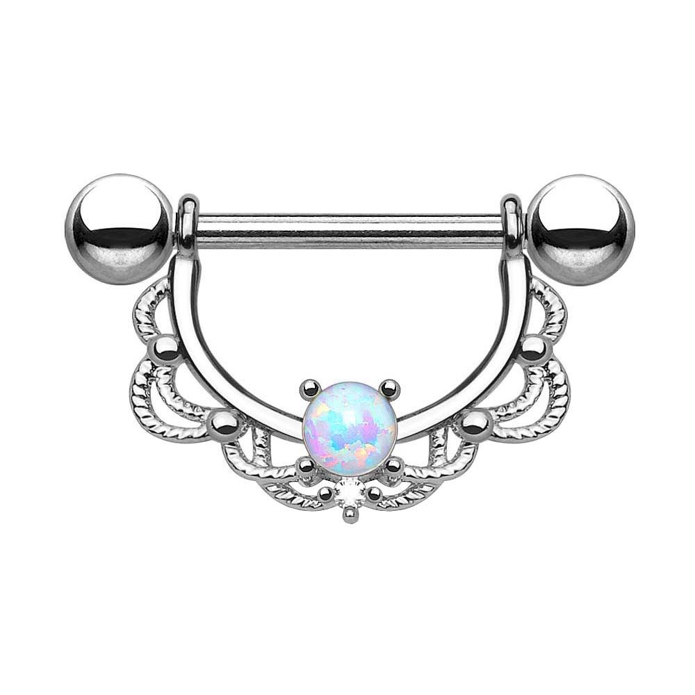 Intimpiercing Brustwarzenpiercing Barbell Intimpiercing beweglich Opal Silber 1,6mm