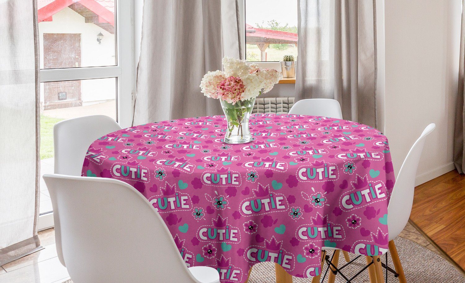 Dekoration, Küche Crown Abdeckung Feminin Tischdecke Esszimmer Kreis für Tischdecke Abakuhaus Muster Blume