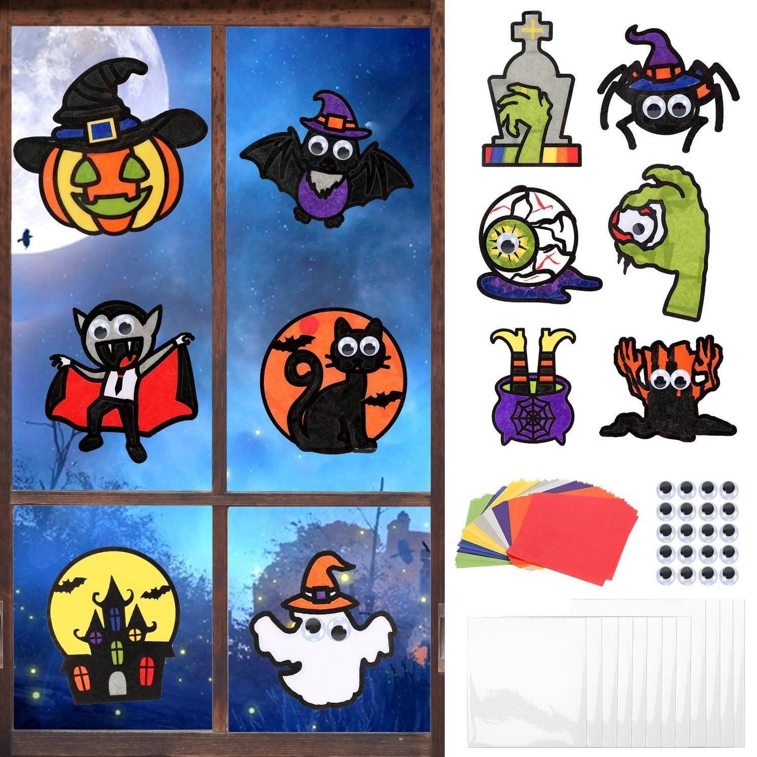 LuxusKollektion Fensterdekoration Halloween Bastelset Kinder Fensterbilder 12 Teile