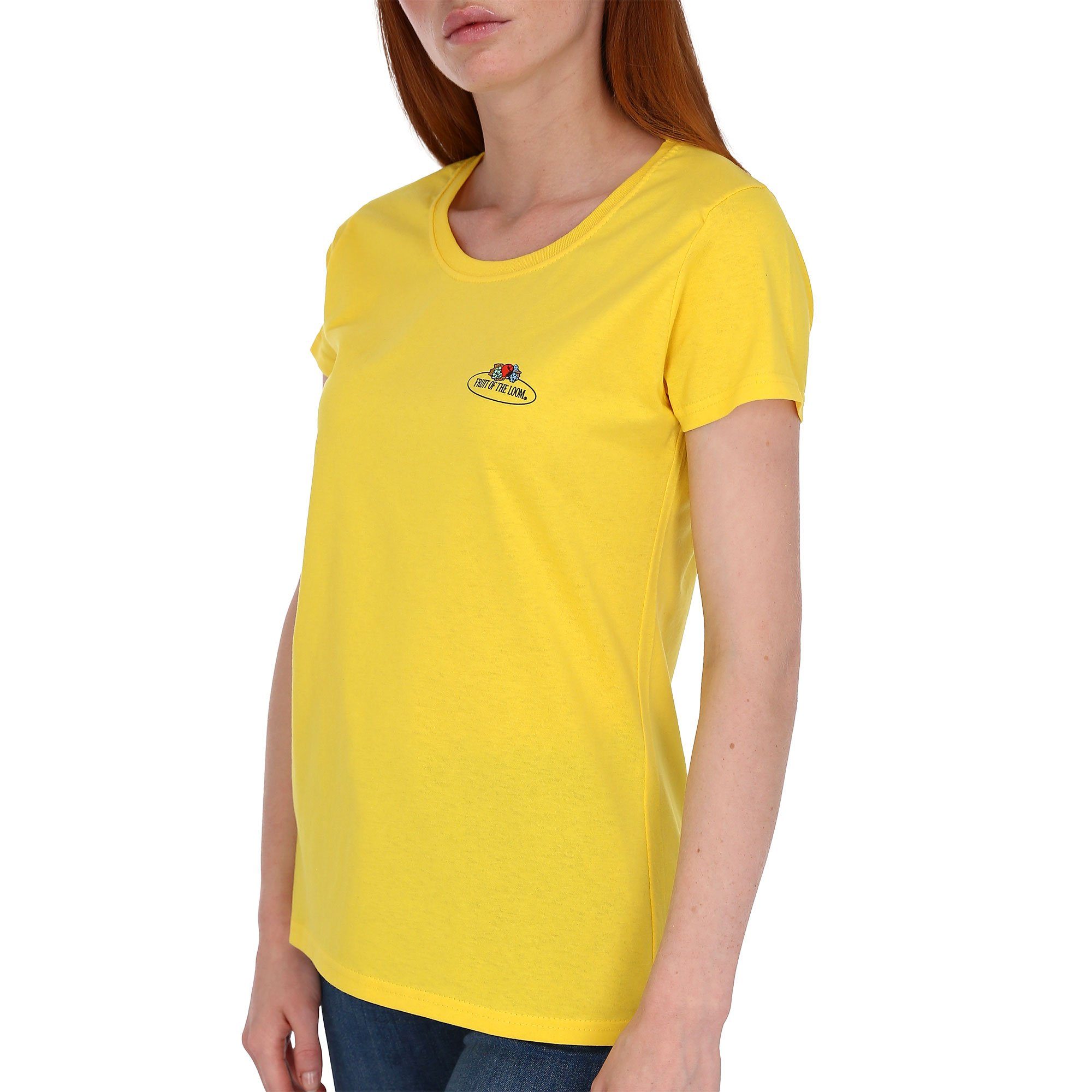 Fruit of the Loom Rundhalsshirt Damen T-Shirt mit Vintage-Logo Gelb (gelb K2)