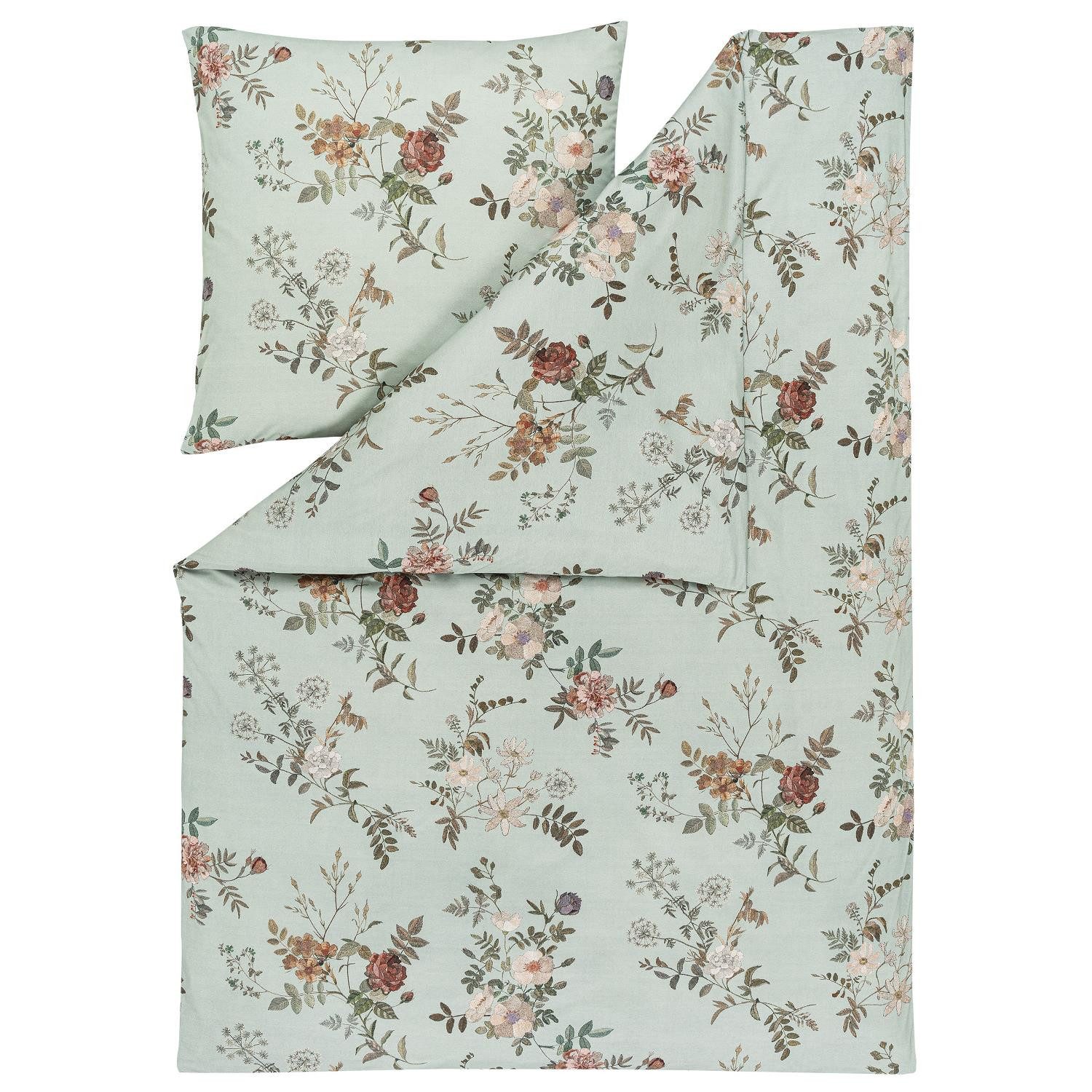 Estella Постельное белье Estella Interlock Jersey Постельное белье Perla 6913-532 Blumen Mint 135x200, 2 teilig