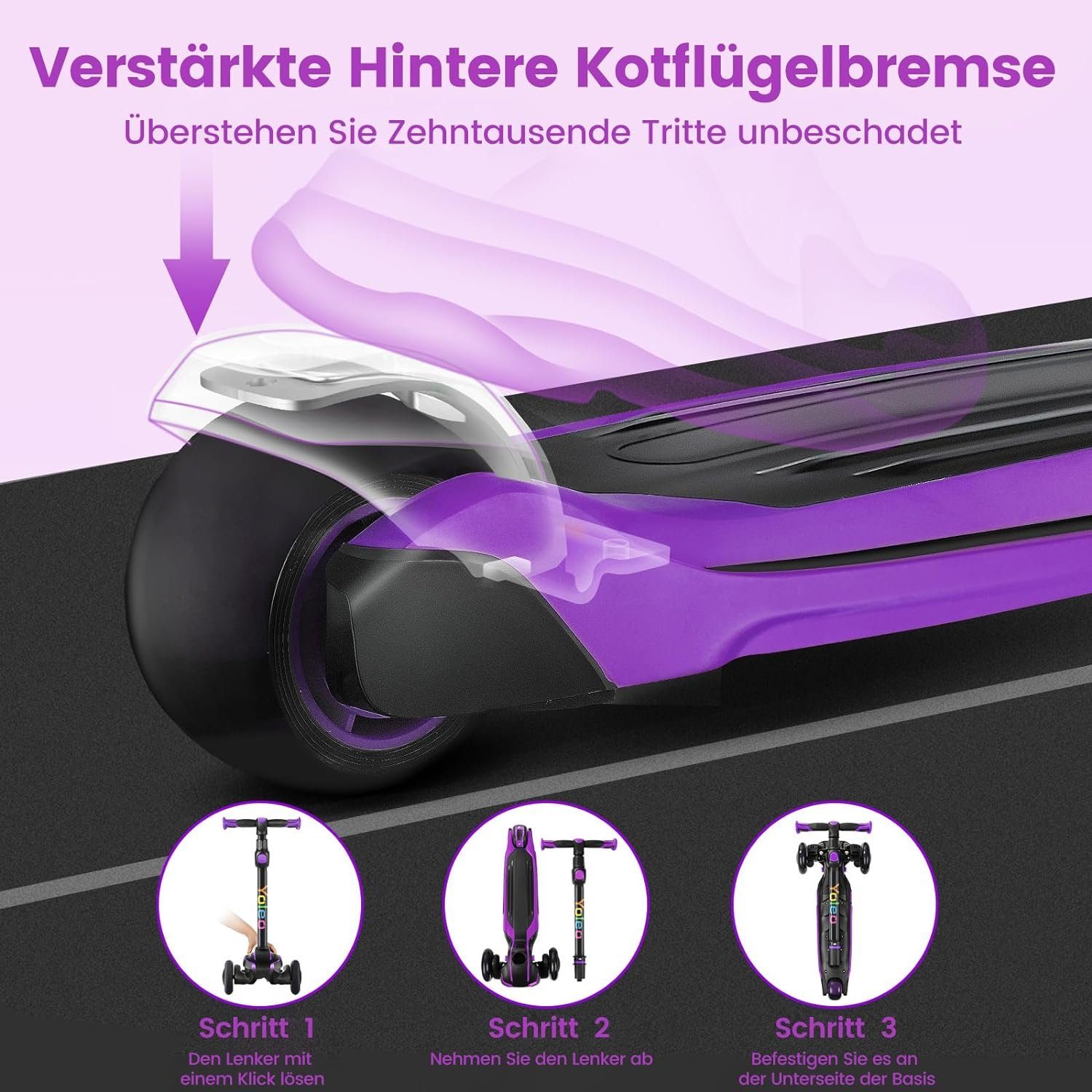 Dripex Scooter Faltbarer Kinderoller Kinderscooter Dreiradscooter ab 3 Jahre – Bild 5 von 5