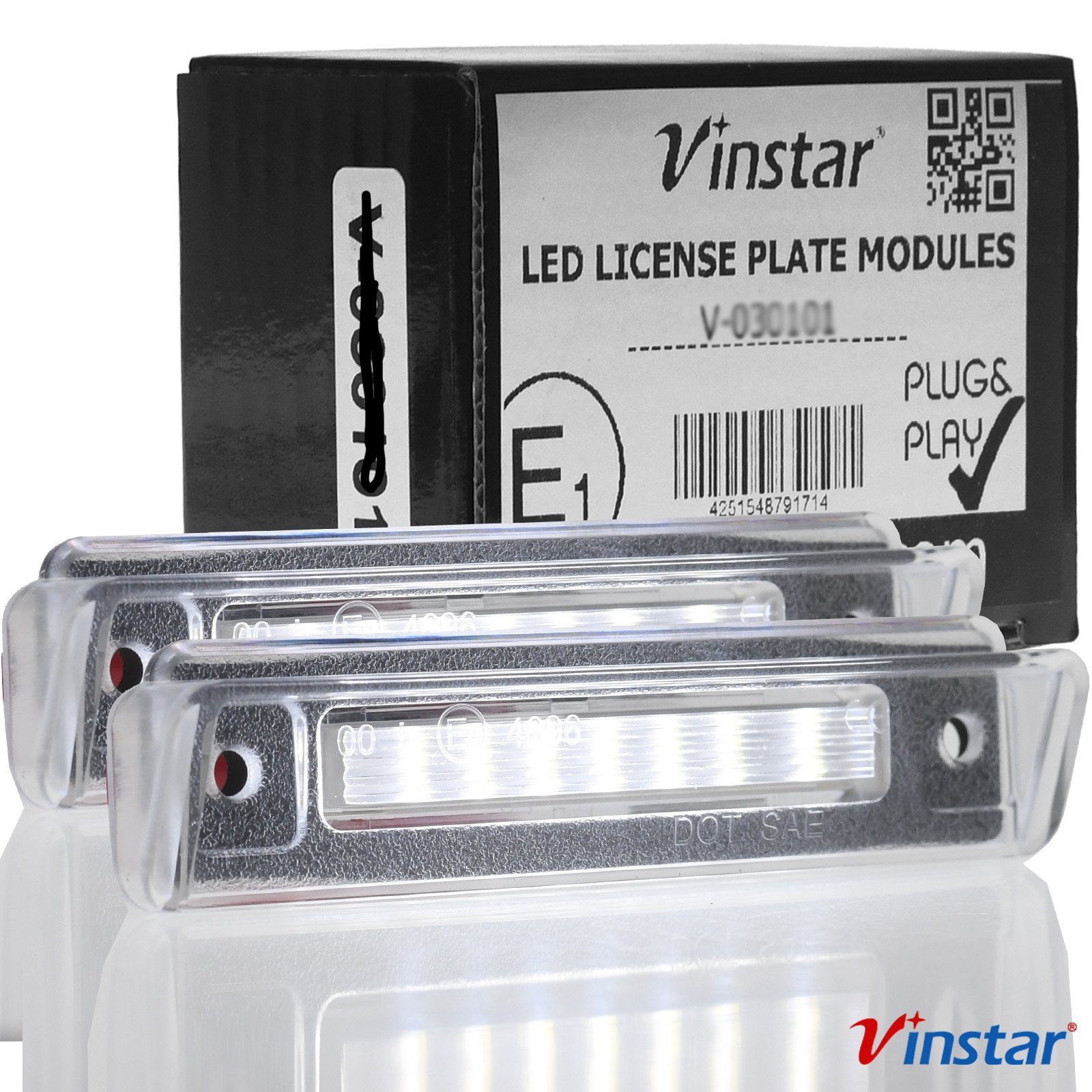 Vinstar KFZ-Ersatzleuchte LED Kennzeichenbeleuchtung E-geprüft Benz, 89-01 mit: Mercedes kompatibel SL 85-96 für R129 S124 Mercedes E-Klasse Benz