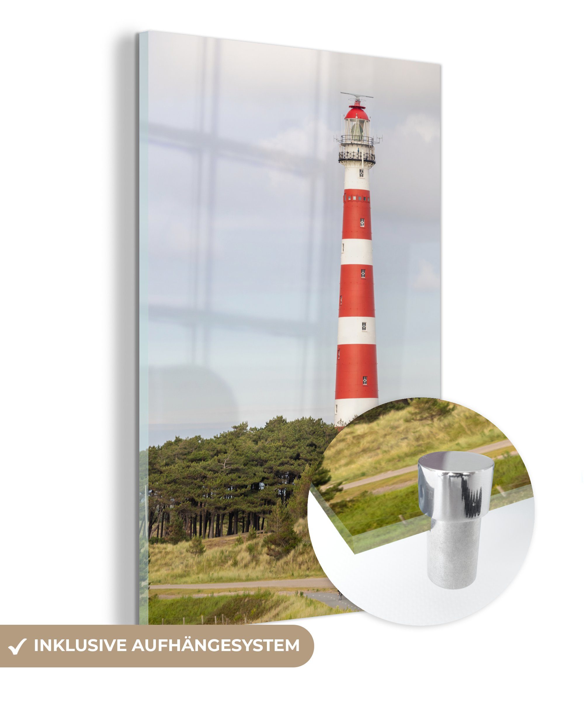 auf Leuchtturm - MuchoWow Glas Wanddekoration - Niederlande, auf Bilder - - - Acrylglasbild Glasbilder (1 Foto Insel Wandbild St), Glas