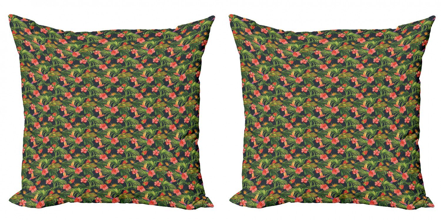Strawberry Hibiskus Digitaldruck, (2 Doppelseitiger Banana Accent Leaves Modern Abakuhaus Stück), Kissenbezüge