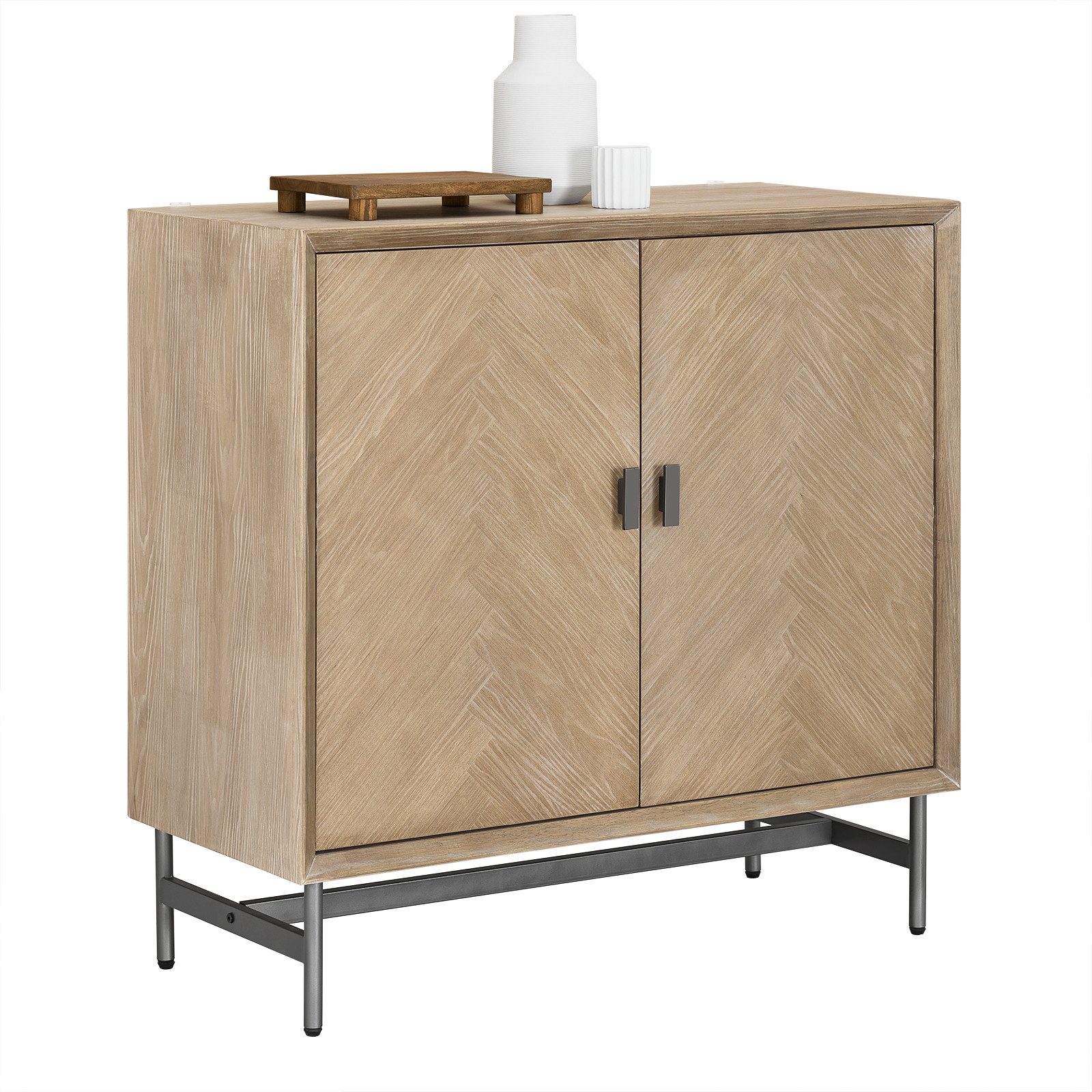 SoBuy Sideboard HFSB06, Kommode Küchenschrank Aufbewahrungsschrank mit Türen, Schrank Wohnzimmer Küche Esszimmer, fertigmontiert, leise Türdämpfung