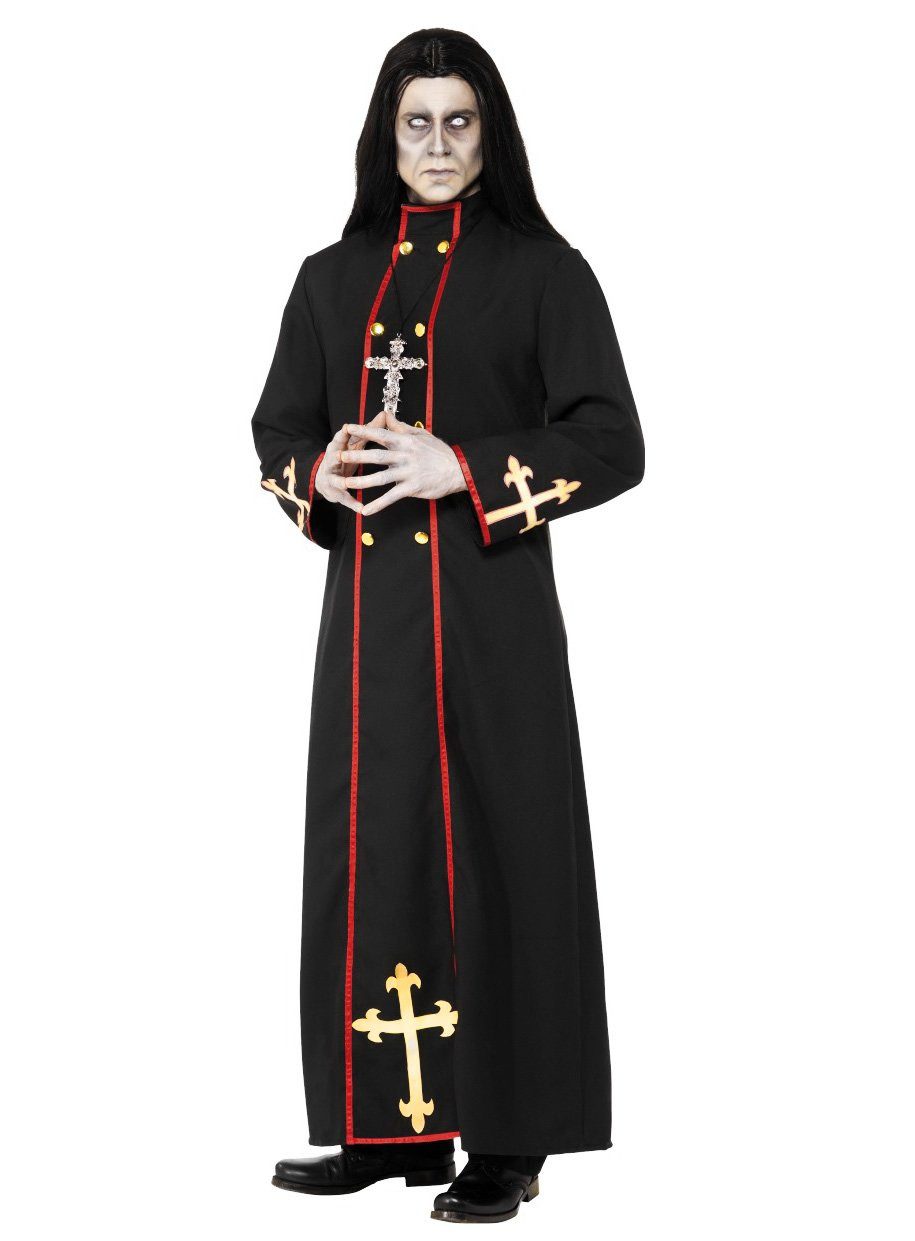 Smiffys Teufel-Kostüm Zombie Priester - Halloween Kostüm Herren, Unheimliches Kostüm für Halloween- und Horrorpartys