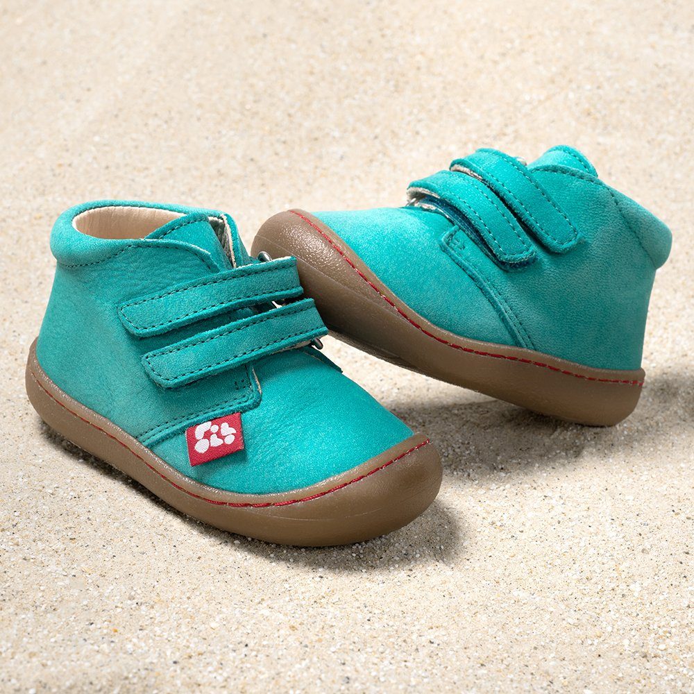 POLOLO Pololo Nino Leder Lauflernschuhe Halbschuh Kinder Klett Grün Lauflernschuh