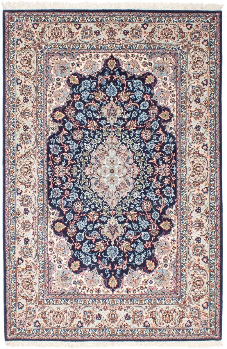 Orientteppich Isfahan Seidenkette 150x225 Handgeknüpfter Orientteppich, Höhe: rechteckig, 6 Nain Trading, mm