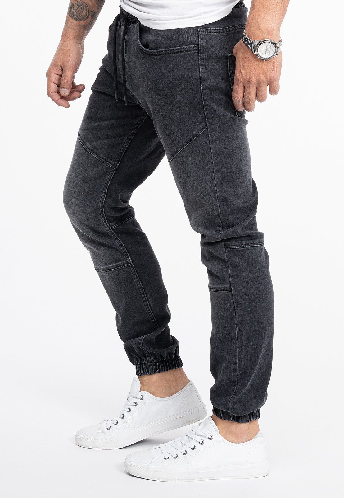 Rock Creek Regular-fit-Jeans Herren Jeans Jogger-Style Dunkelgrau RC-2190 günstig online kaufen