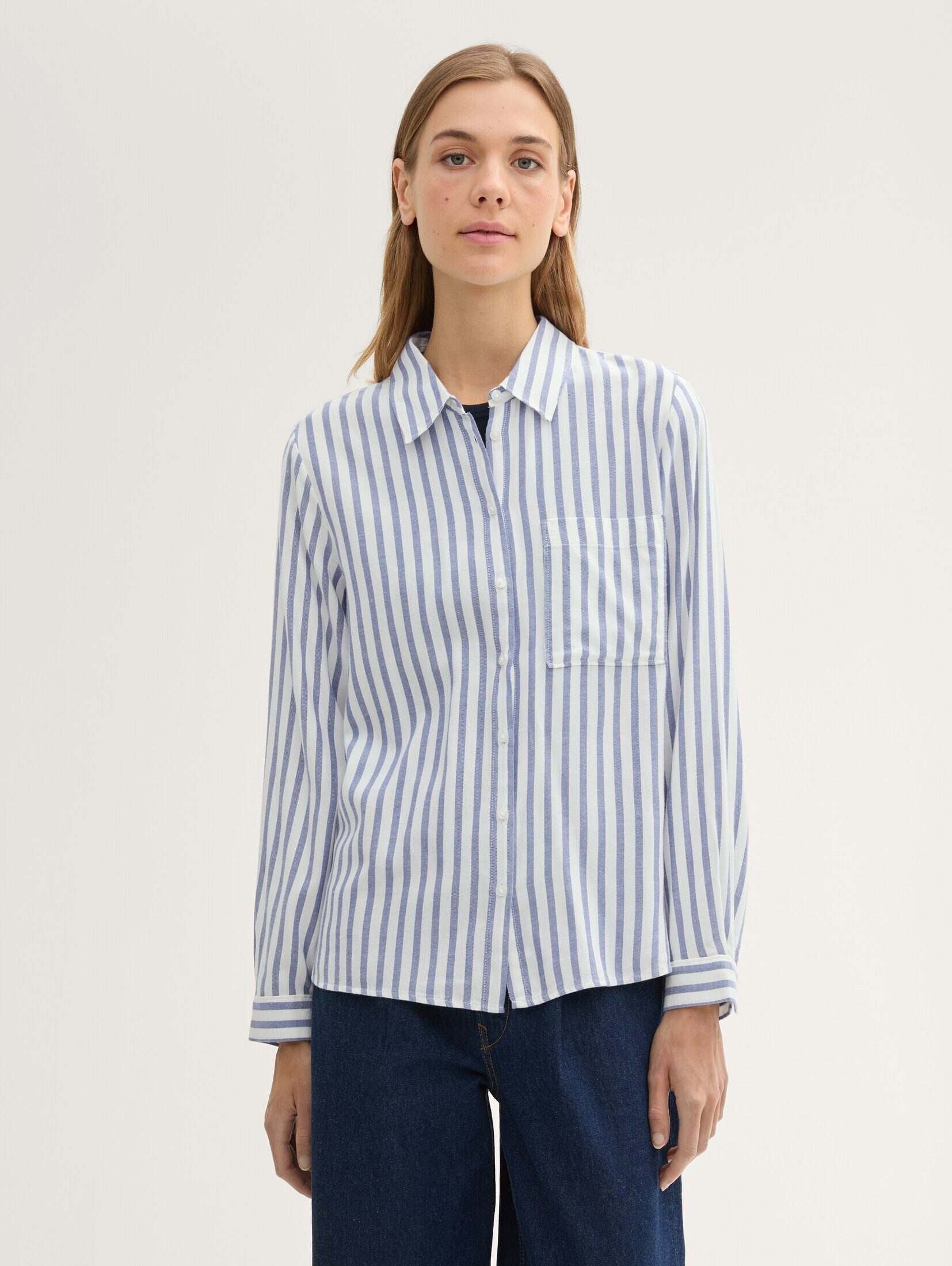 Langarmbluse Gestreifte Hemdbluse