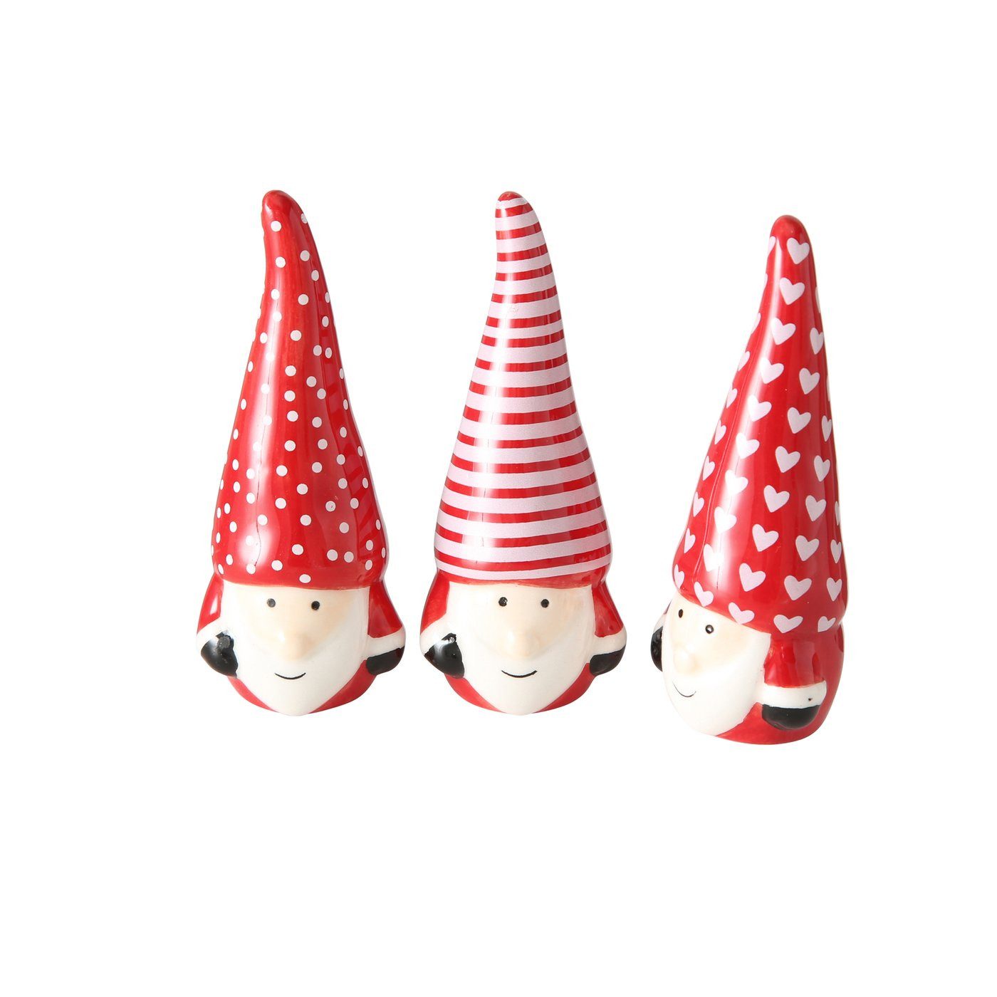 BOLTZE GRUPPE Weihnachtsfigur Dekofigur Olaf Weihnachtsmann Keramik rot /weiß H.9 cm 3er Set