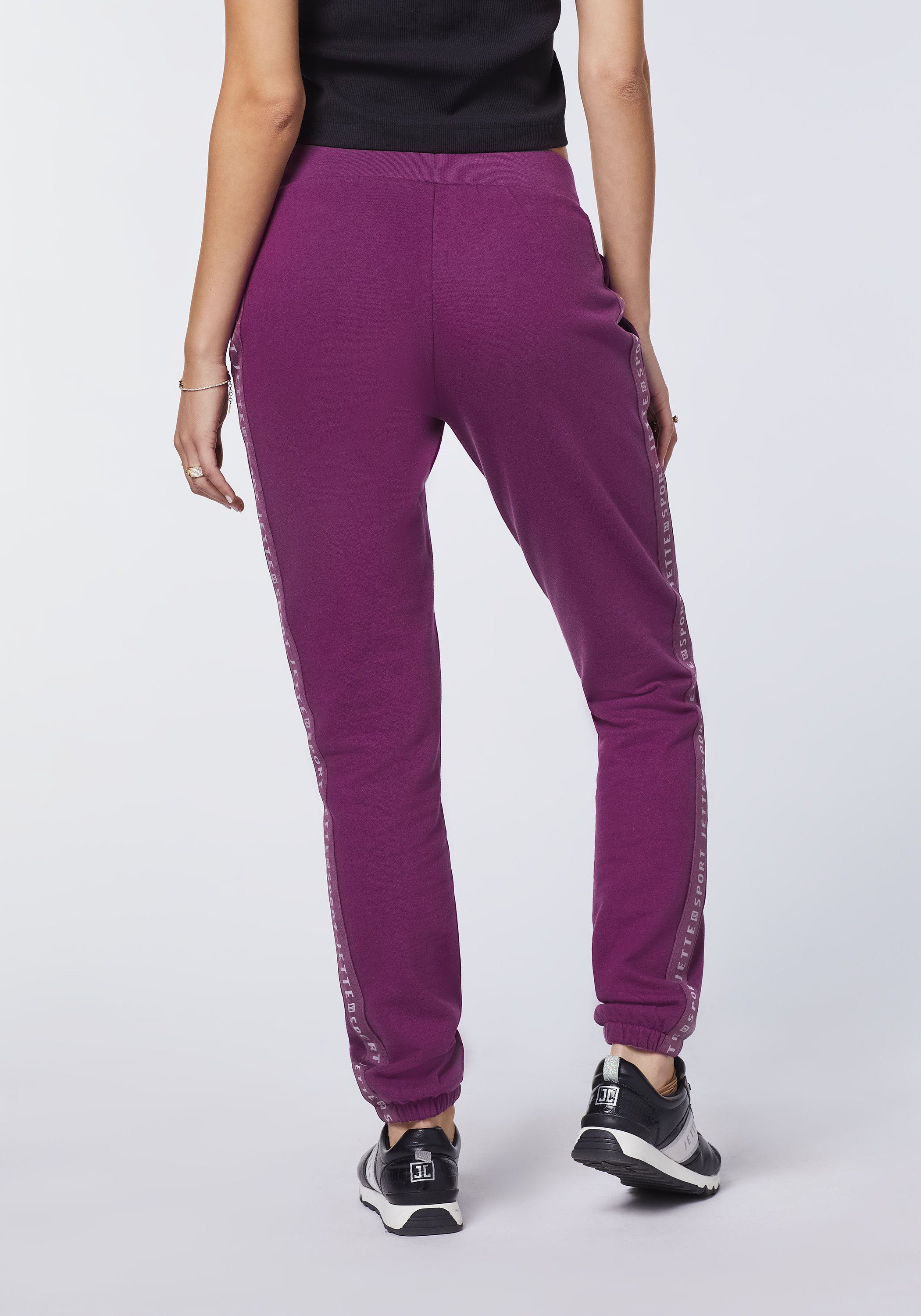 mit Sweathose Label-Streifen Purple Seiten Dark JETTE 19-2524 der SPORT entlang