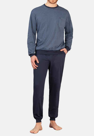 Hajo Pyjama Premium Cotton (Set, 2 tlg) Schlafanzug - Baumwolle - Lange Hose und Langarm-Shirt mit Brusttasche