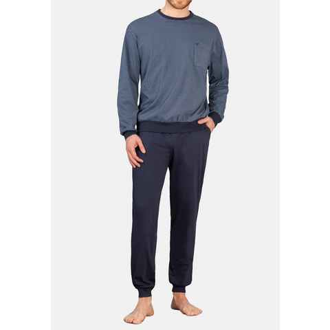 Hajo Pyjama Premium Cotton (Set, 2 tlg) Schlafanzug - Baumwolle - Lange Hose und Langarm-Shirt mit Brusttasche